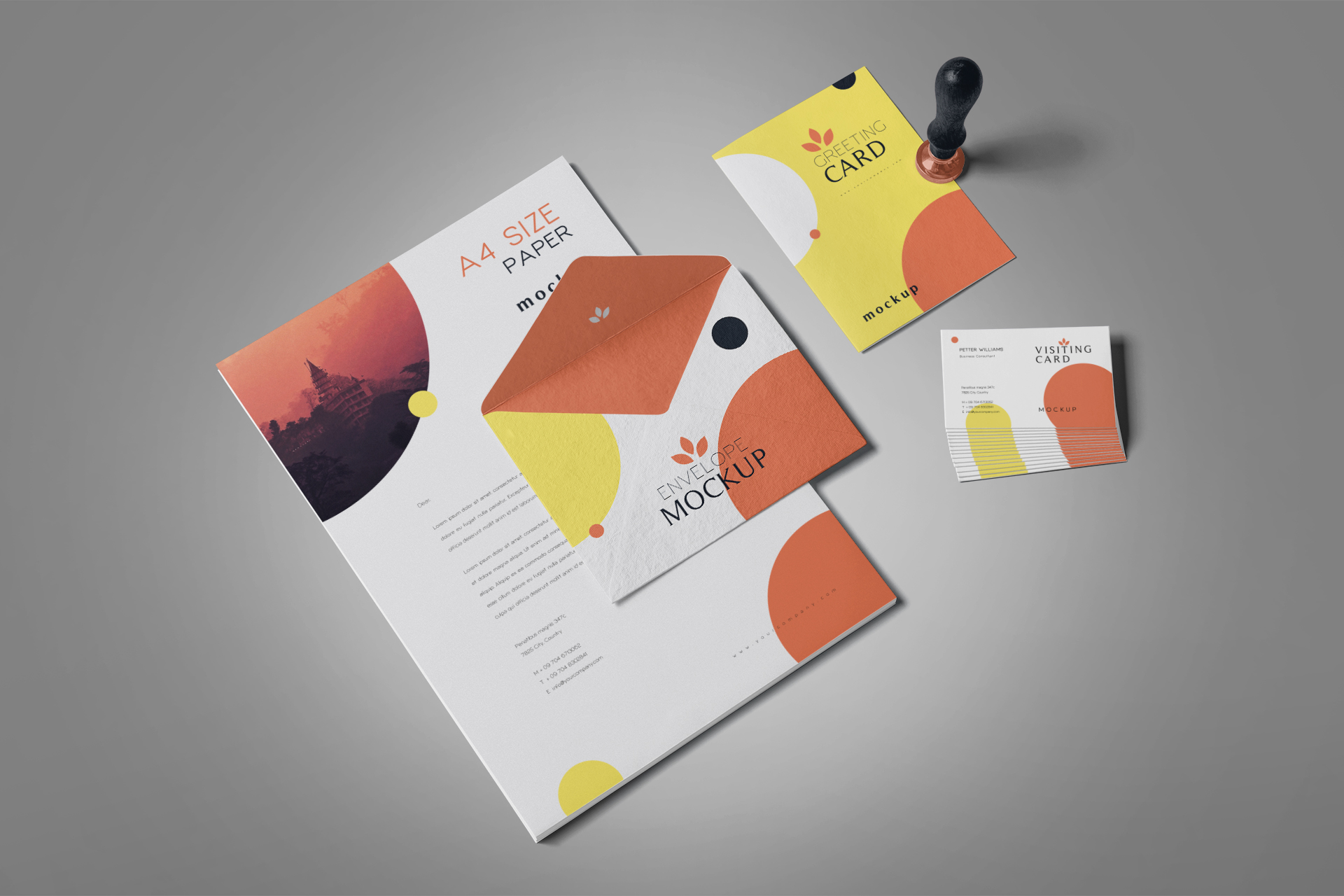 Stylish Office Branding Mockup with Business Cards & Letterhead
