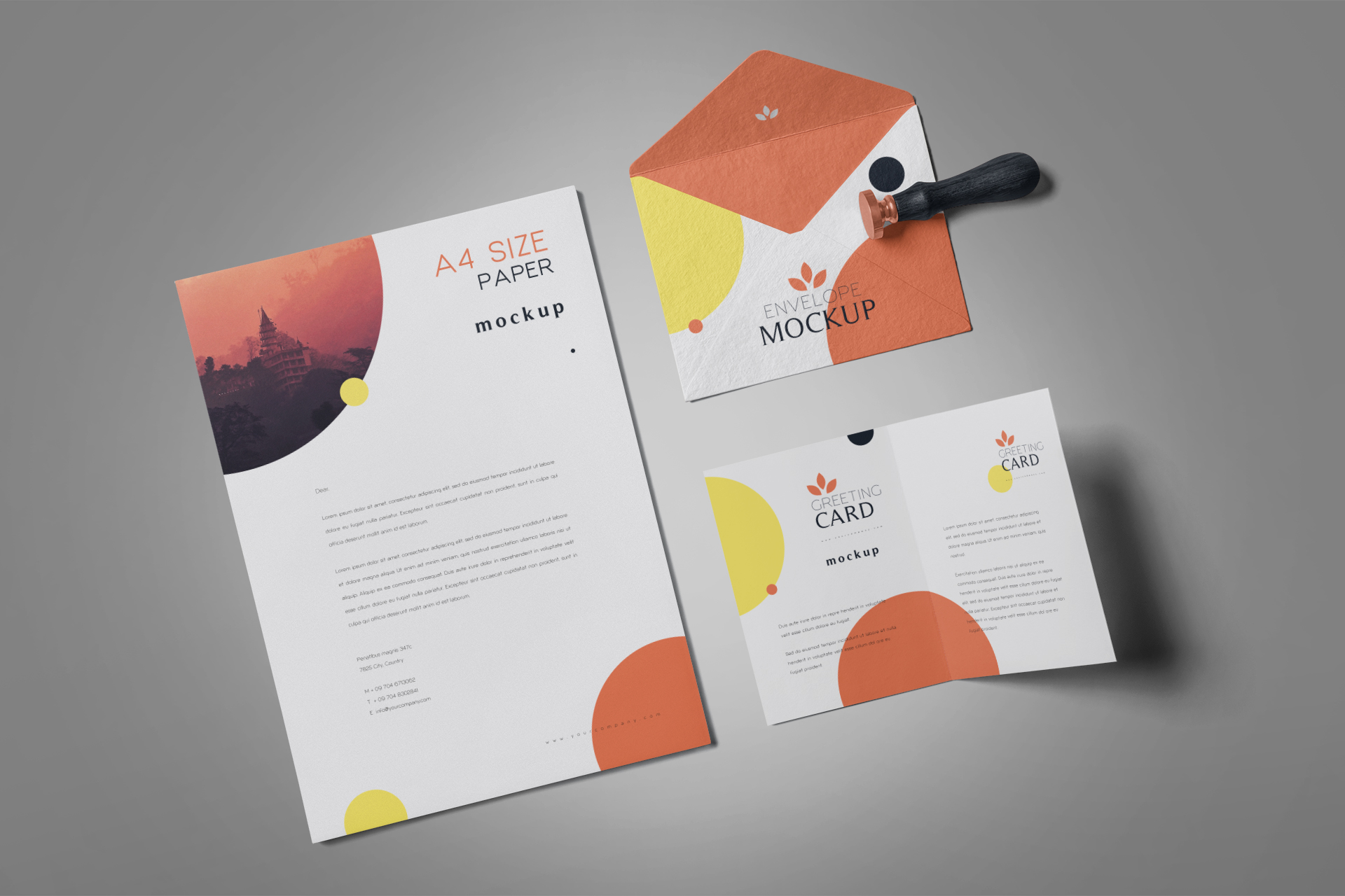 Complete Business Stationery Mockup with Envelope & Letterhead