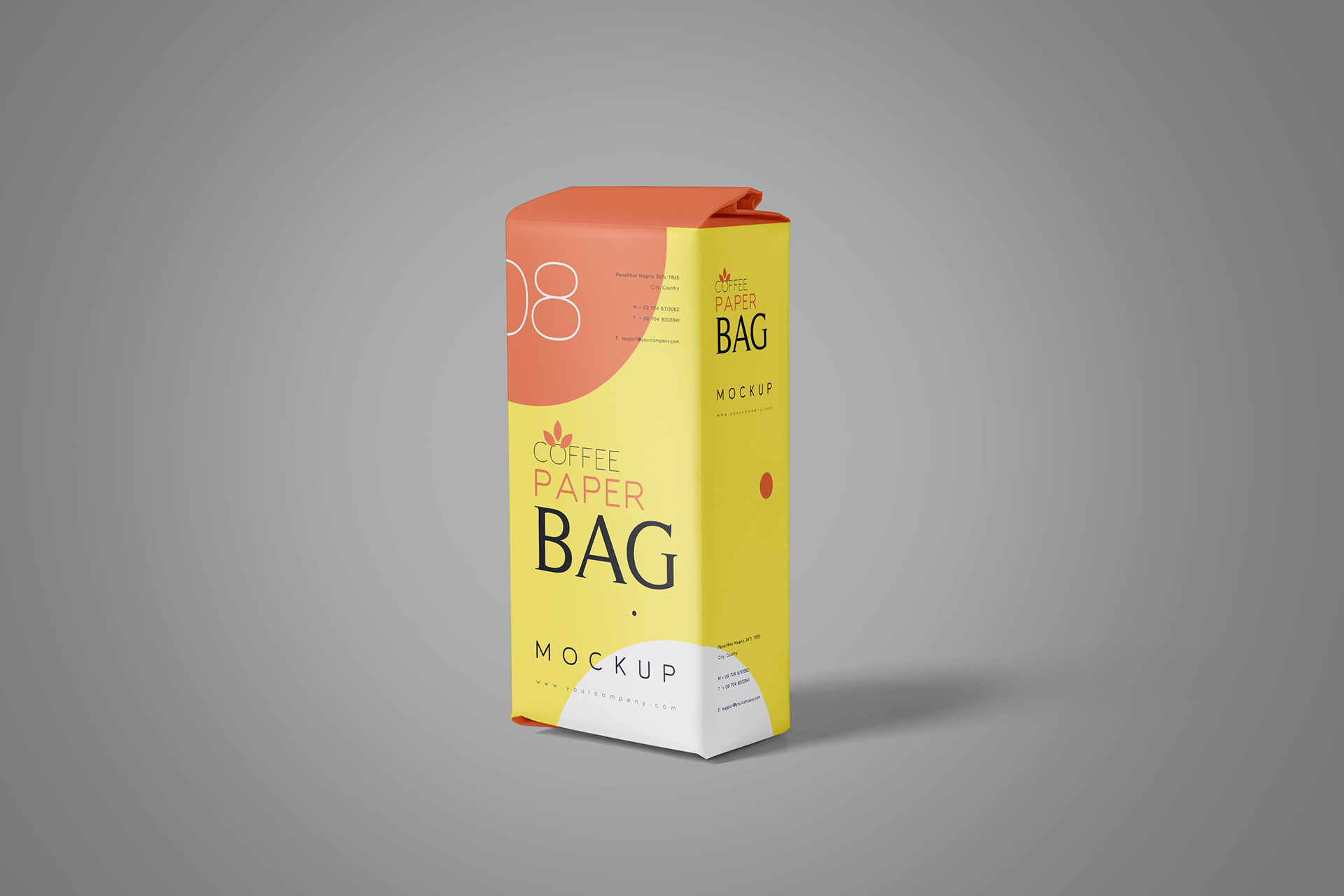 Realistic Coffee Paper Bag Packaging Mockup