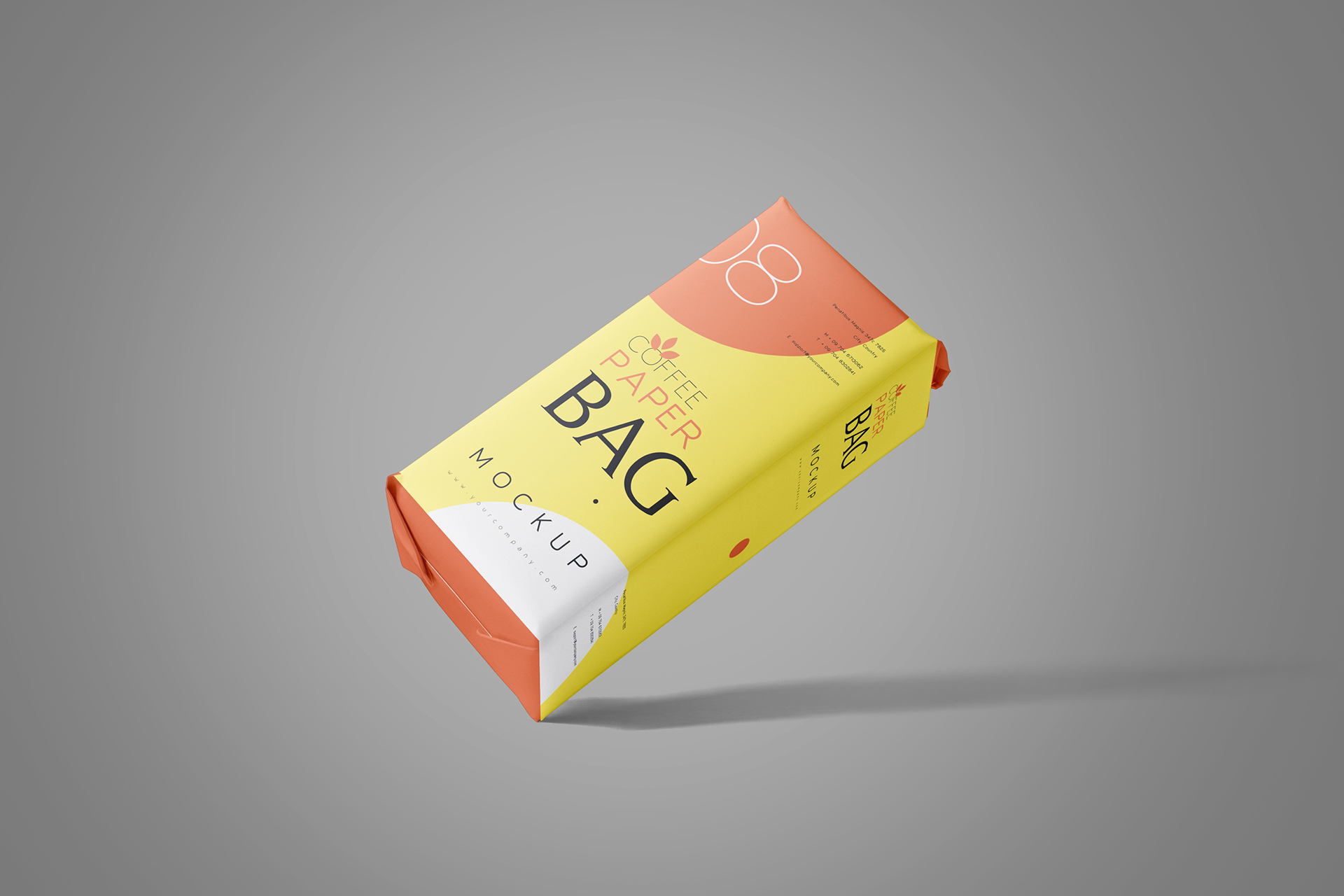 Floating Coffee Bag Mockup with Realistic Shadows