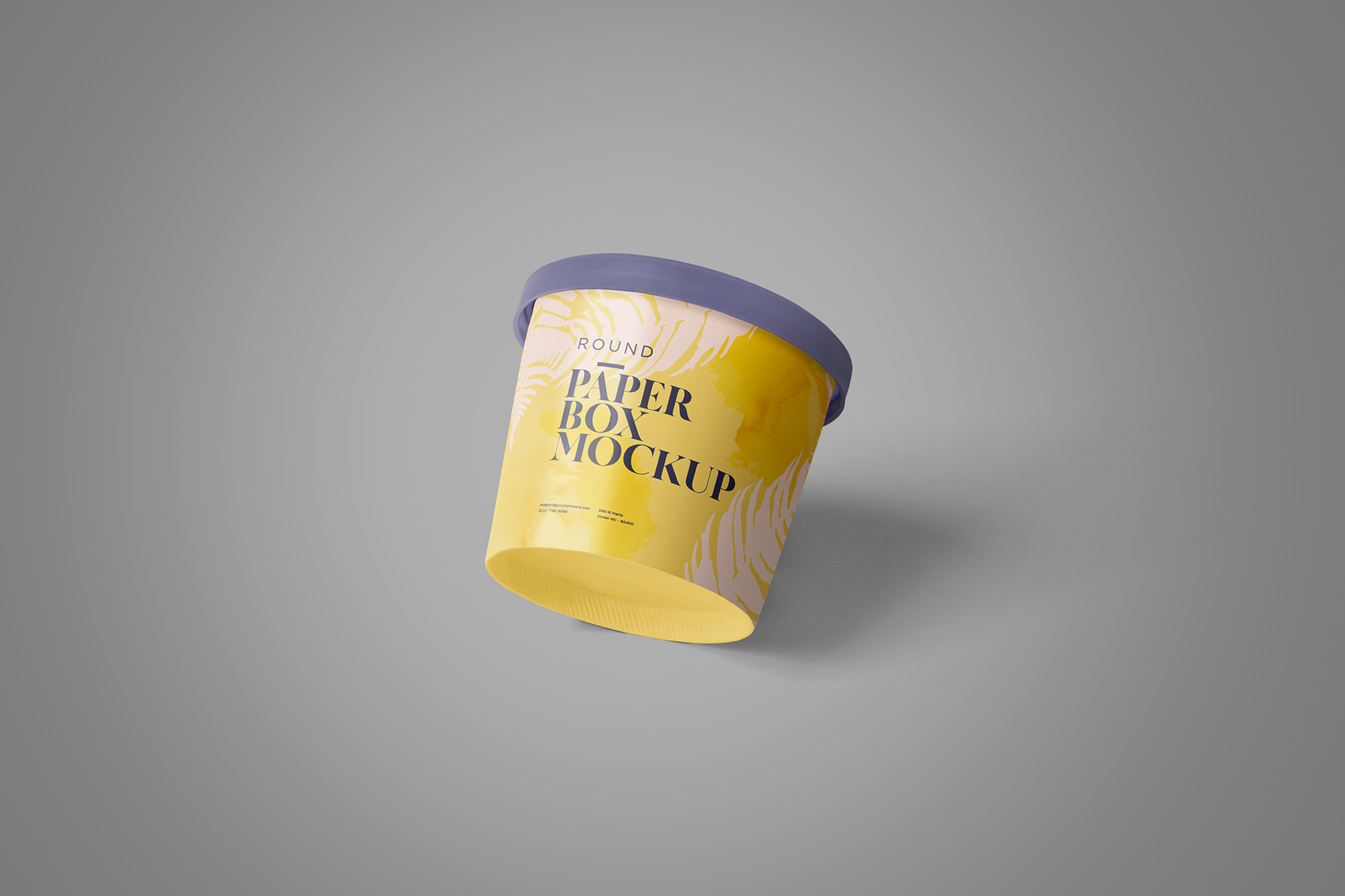 Floating Round Paper Tub Mockup with Realistic Shadows