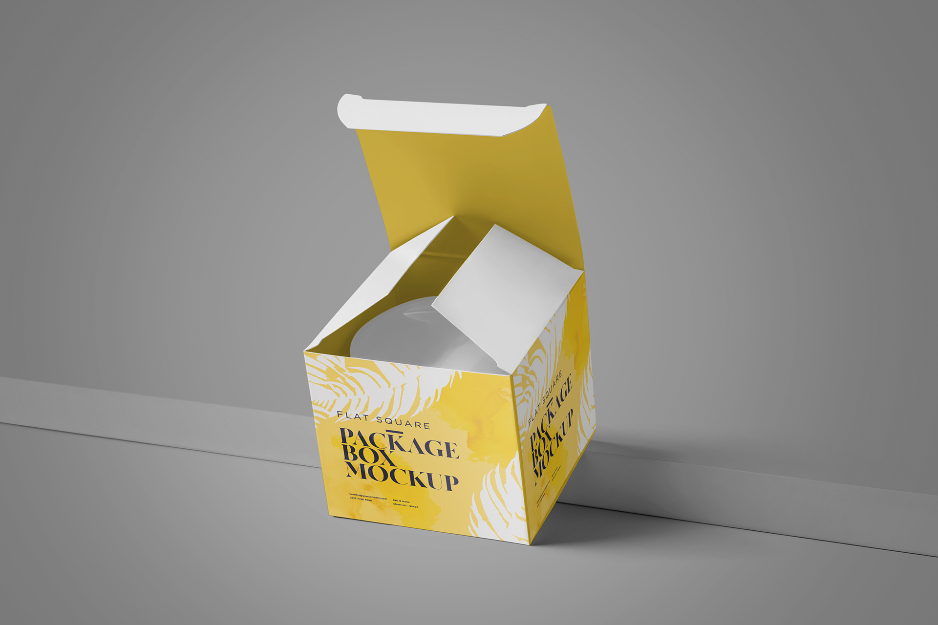 Realistic Square Packaging Box Mockup