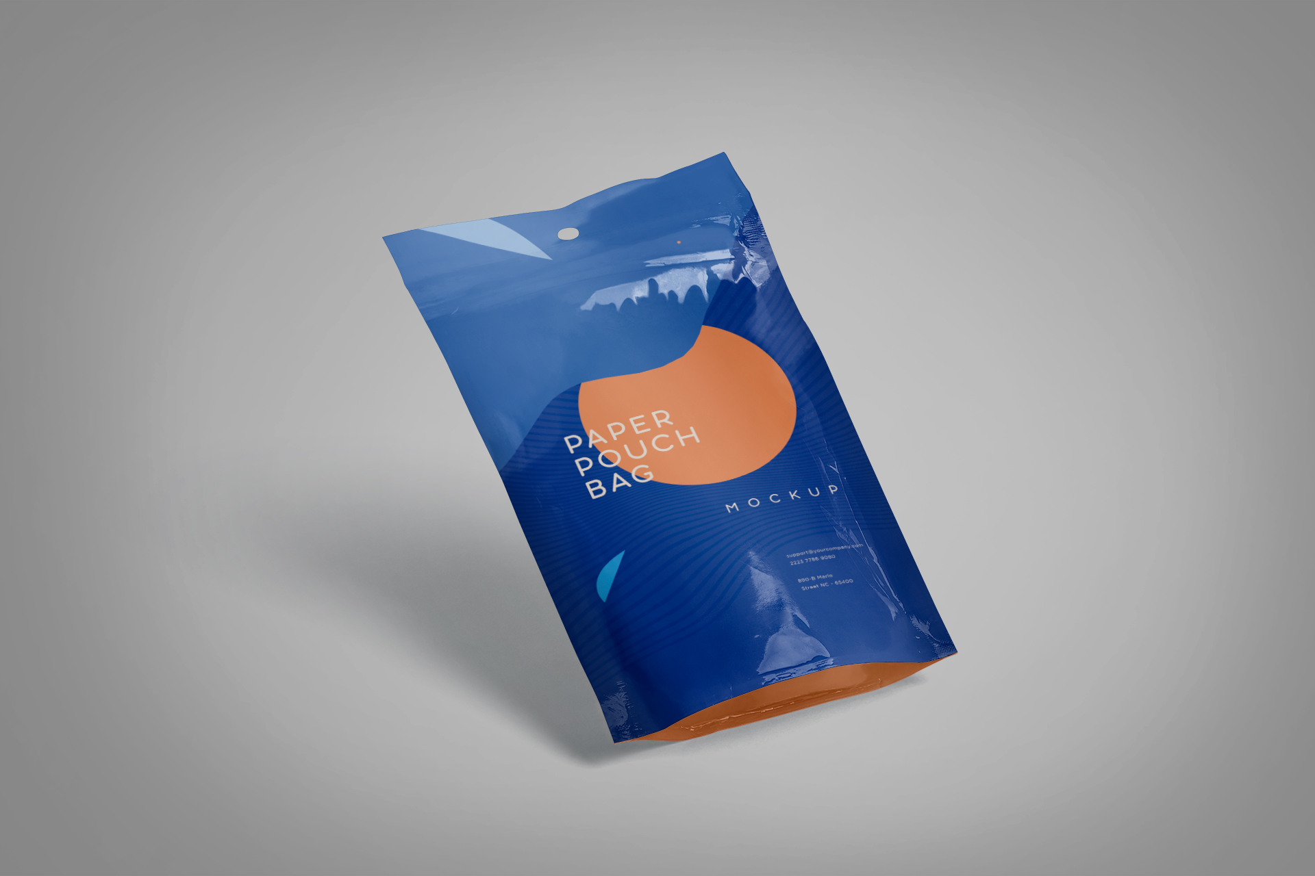 Realistic Paper Pouch Bag Mockup – Floating View