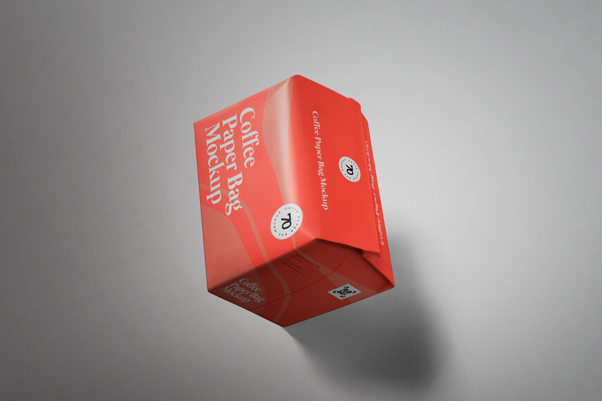 Floating Coffee Paper Bag Mockup – Side Perspective