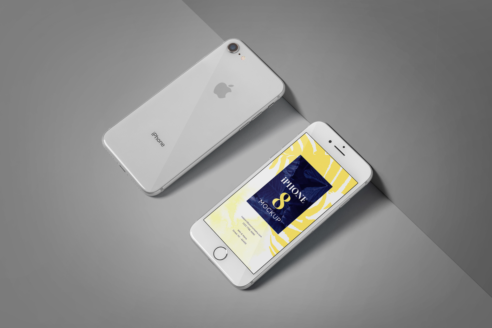 Realistic iPhone 8 Mockup Front & Back View