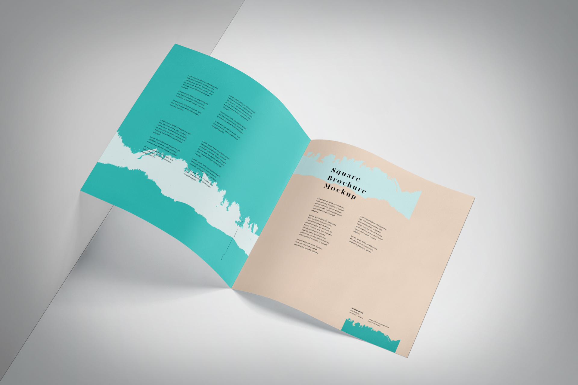 Square Brochure Mockup Open Pages & Spread View