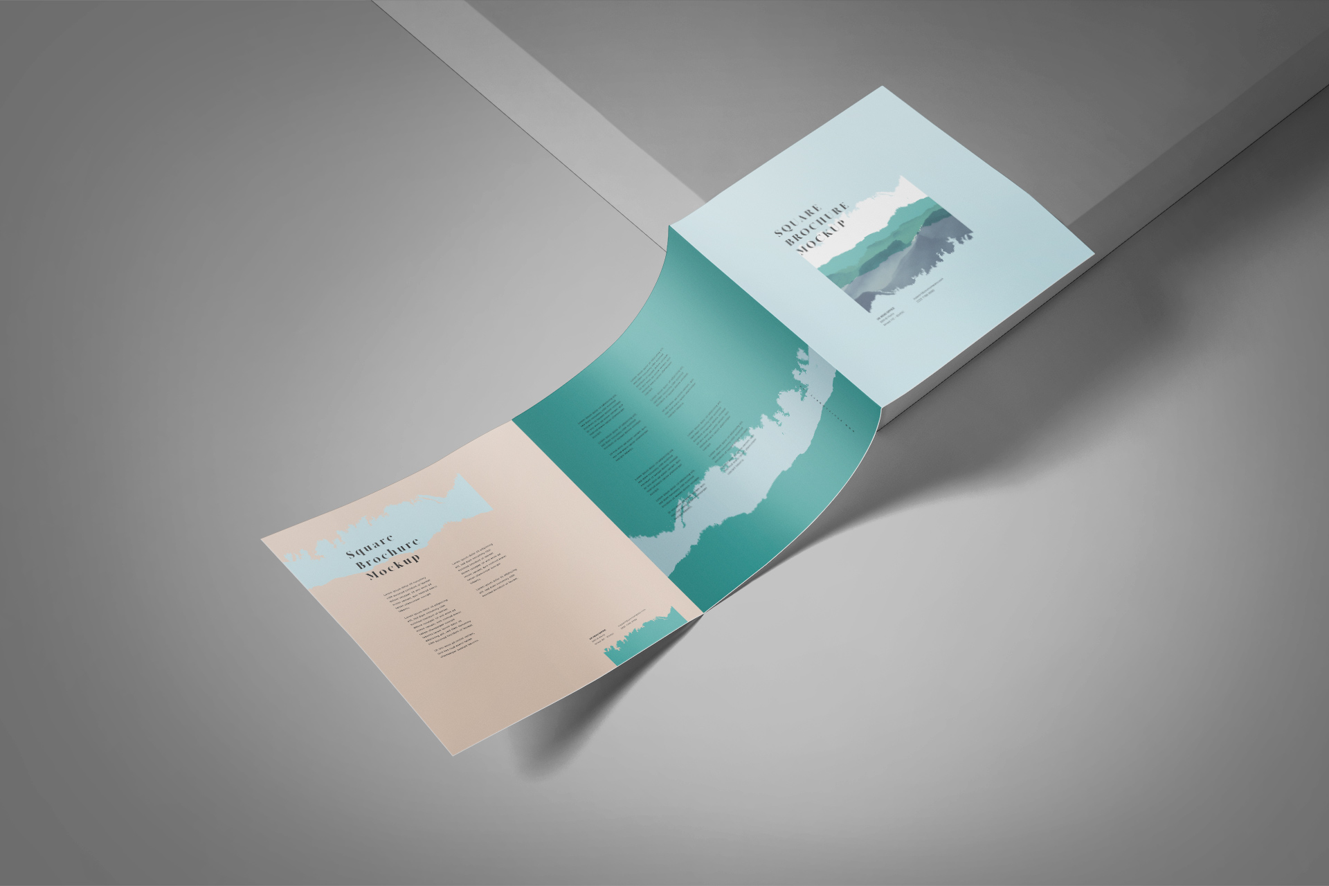 Square Tri-Fold Brochure Mockup with Realistic Display