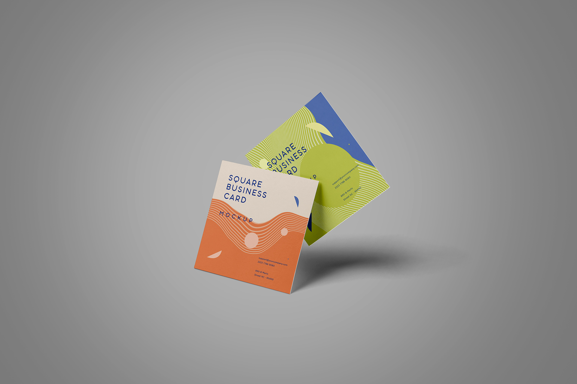 Square Business Card Mockup with Minimalist Design