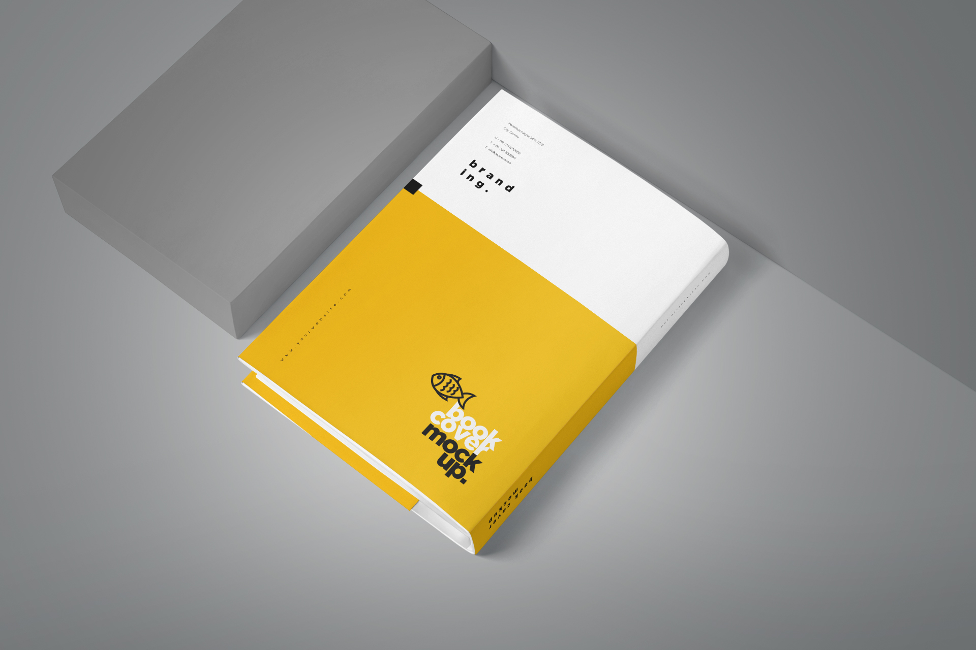 Flat Lay Hardcover Book Mockup with Realistic Details