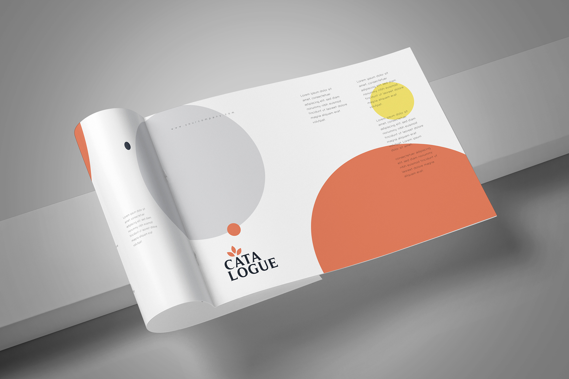 Curved A4 Catalogue Mockup with Realistic Shadows