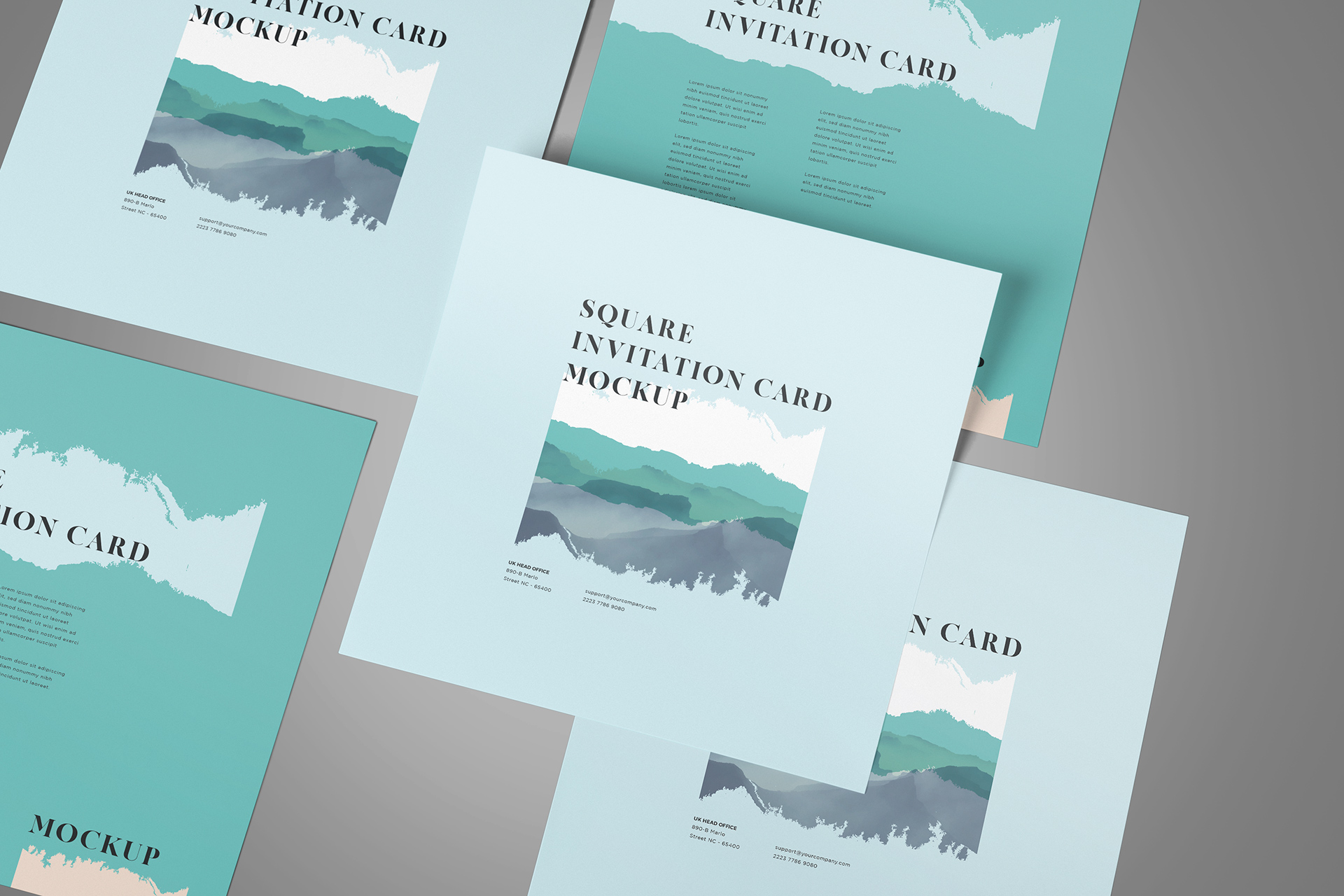 Square Invitation Card Mockup with Realistic Display