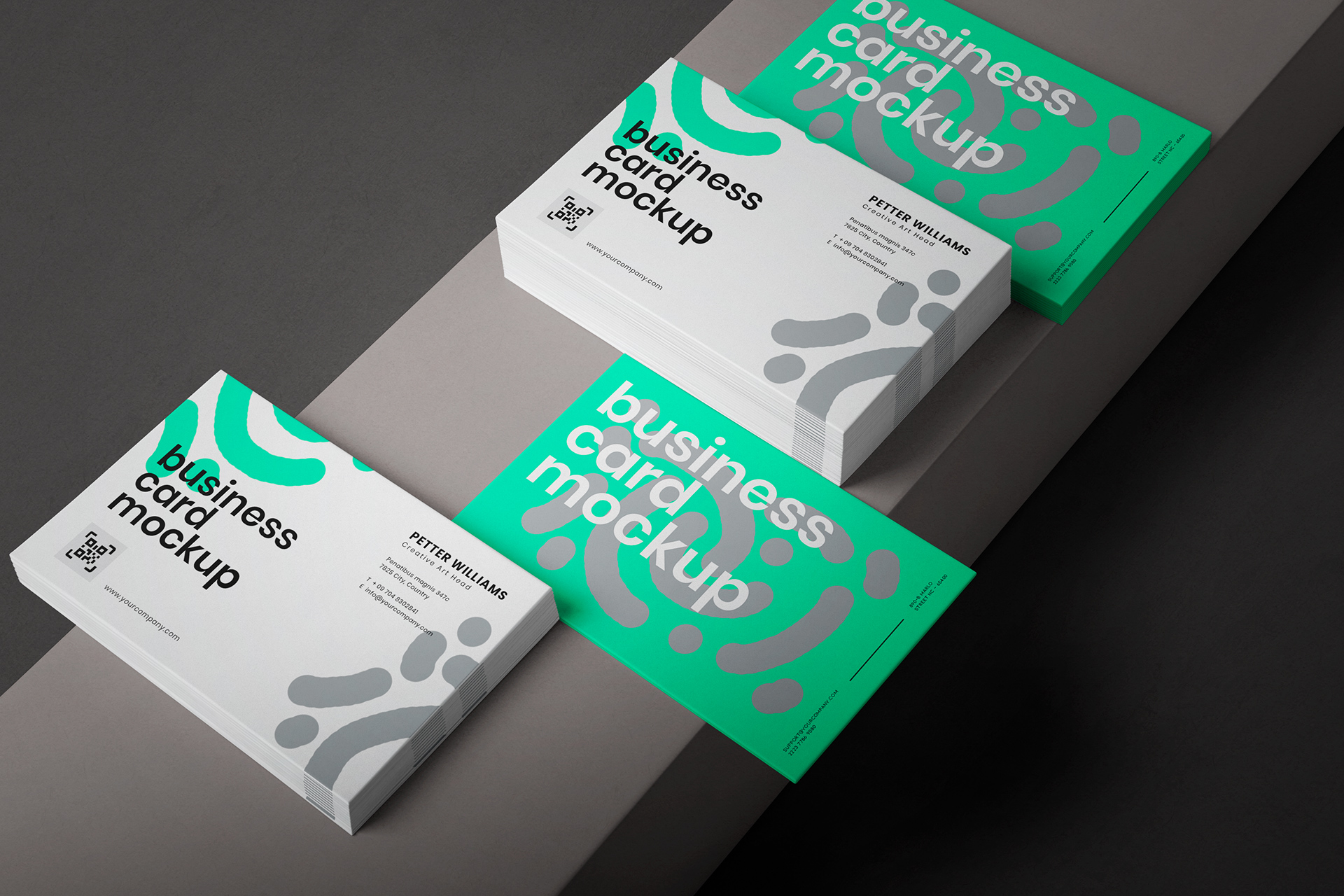 Stacked Business Card Mockup with Realistic Shadows
