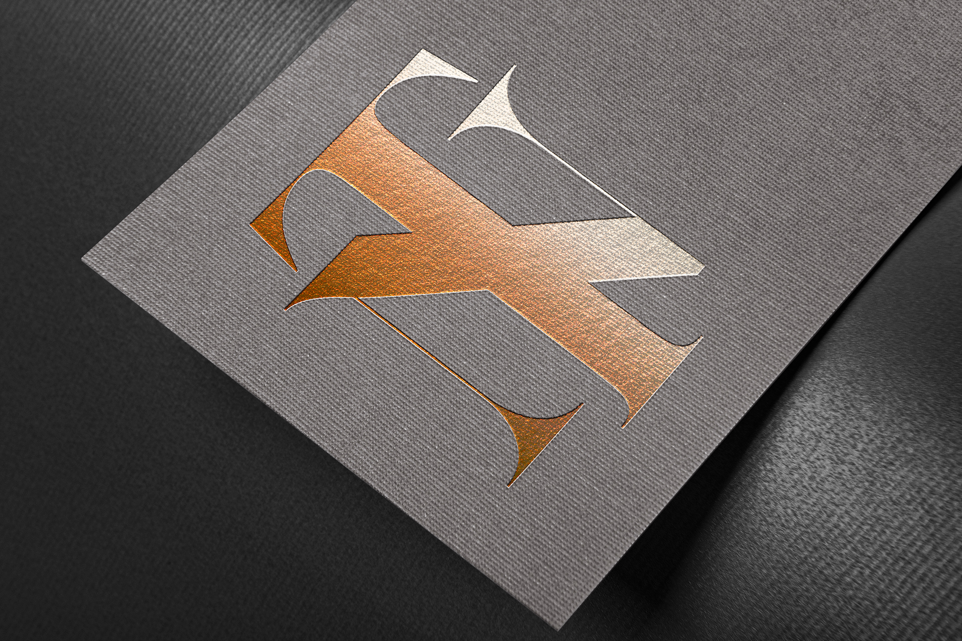 Gradient Foil Logo Mockup | Textured Grey Paper PSD