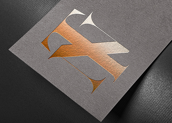 Gradient Foil Logo Mockup | Textured Grey Paper PSD