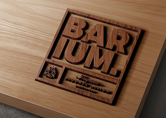 Wood Engraving Logo Mockup | 3D Carved Branding PSD