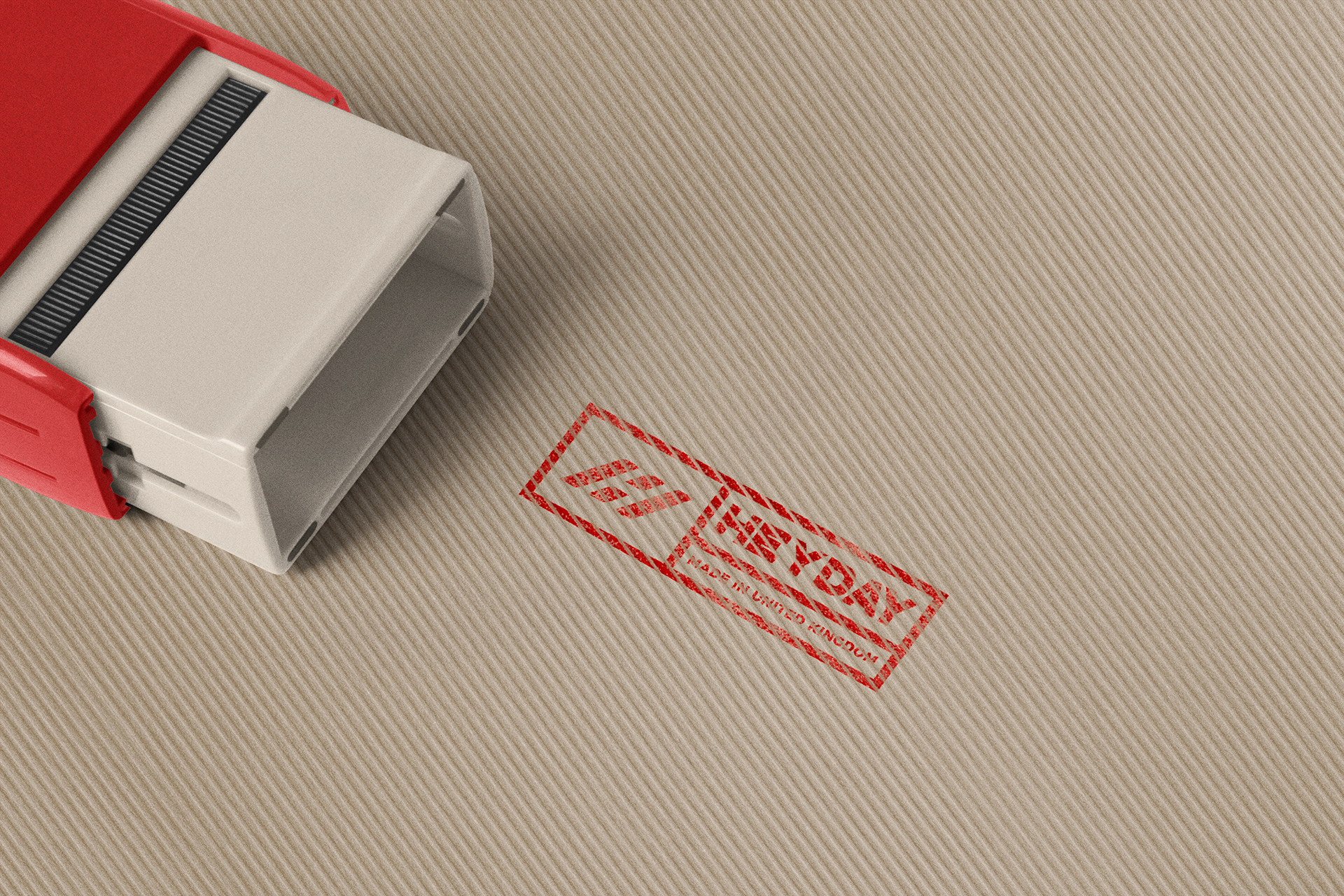 Rectangular Rubber Stamp Logo Mockup | Kraft Paper