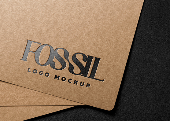 Kraft Paper Logo Mockup | Black Foil Print Effect