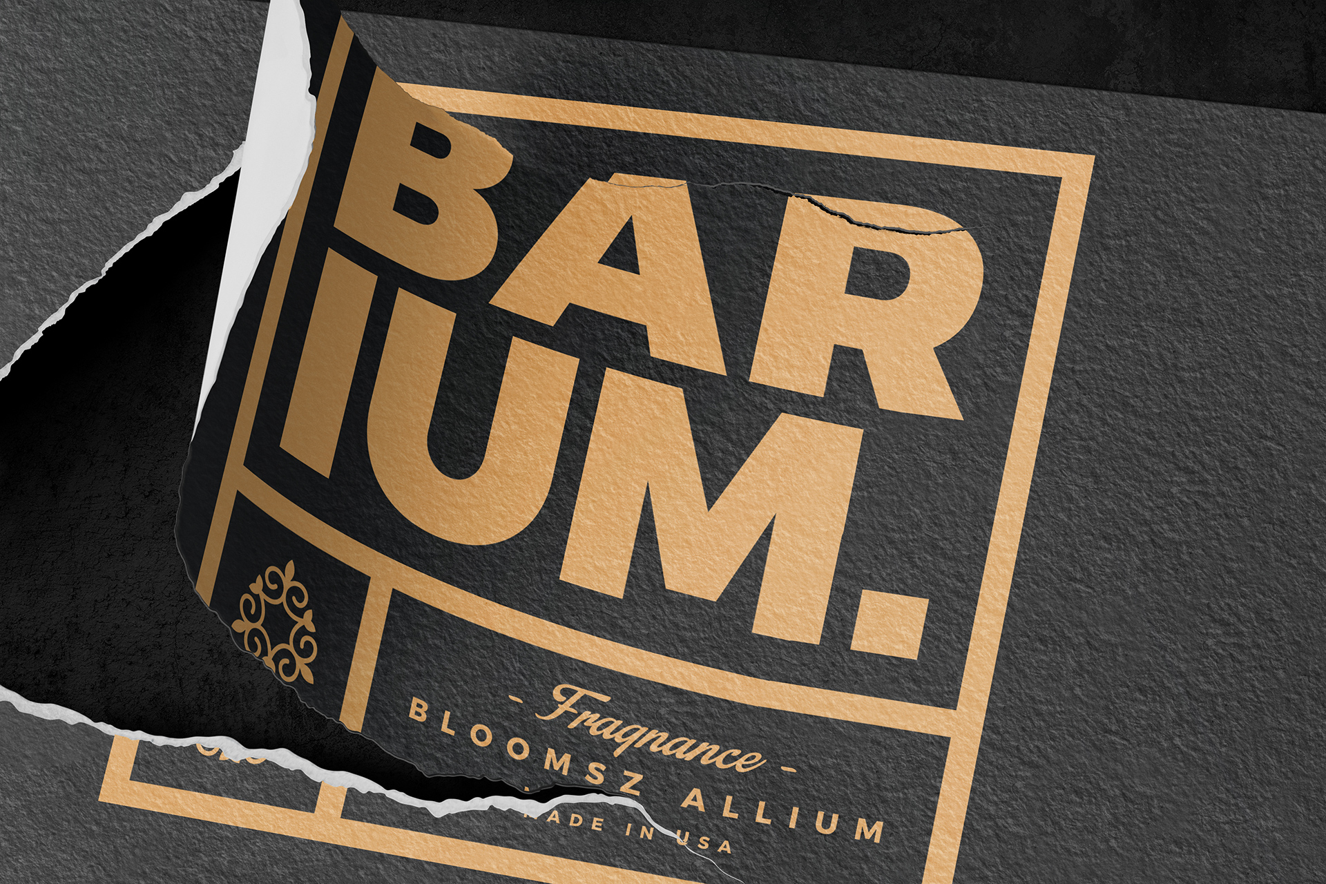 Torn Paper Logo Mockup | Gold Print on Black PSD