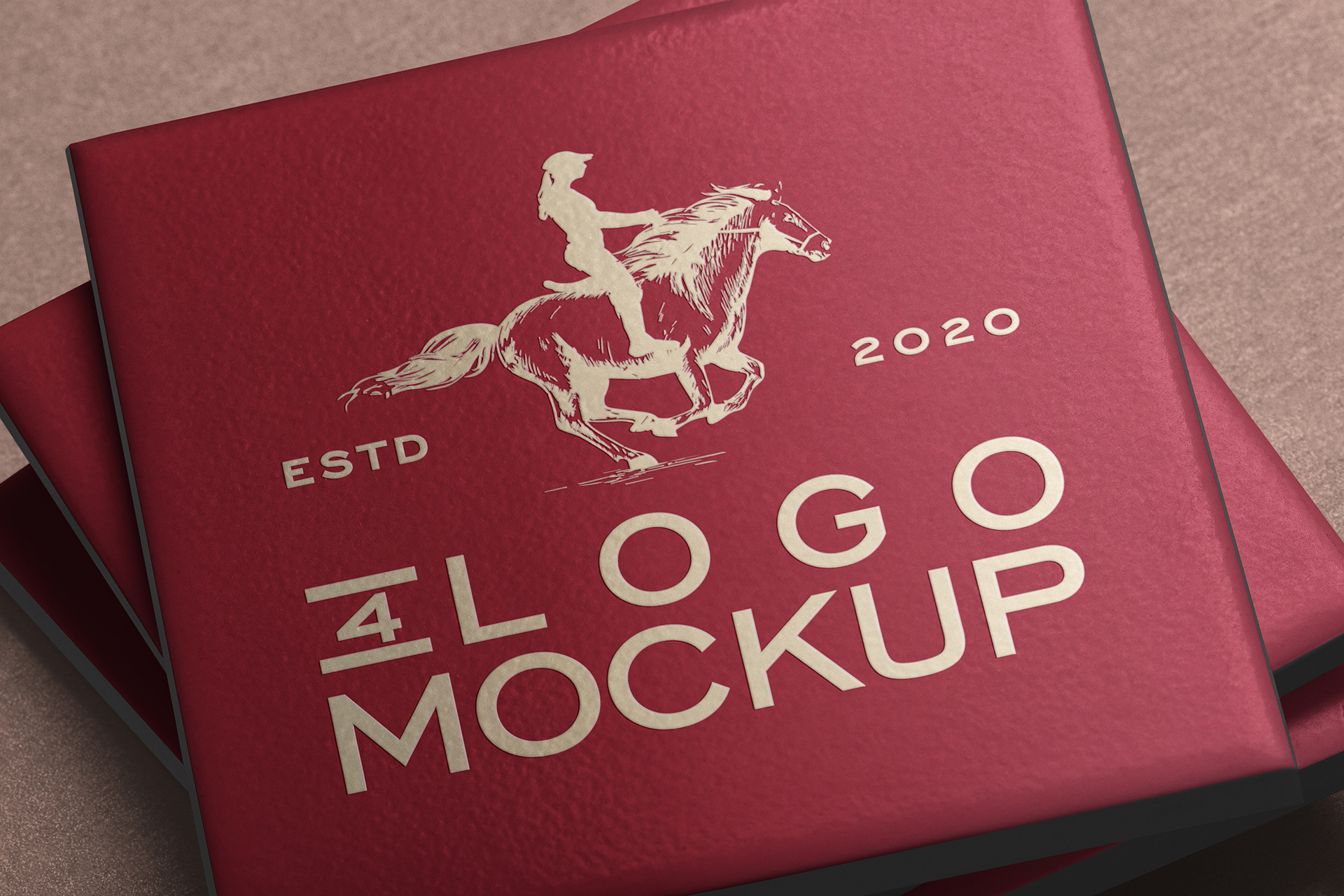 Gold Foil Logo Mockup | Red Textured Packaging Box