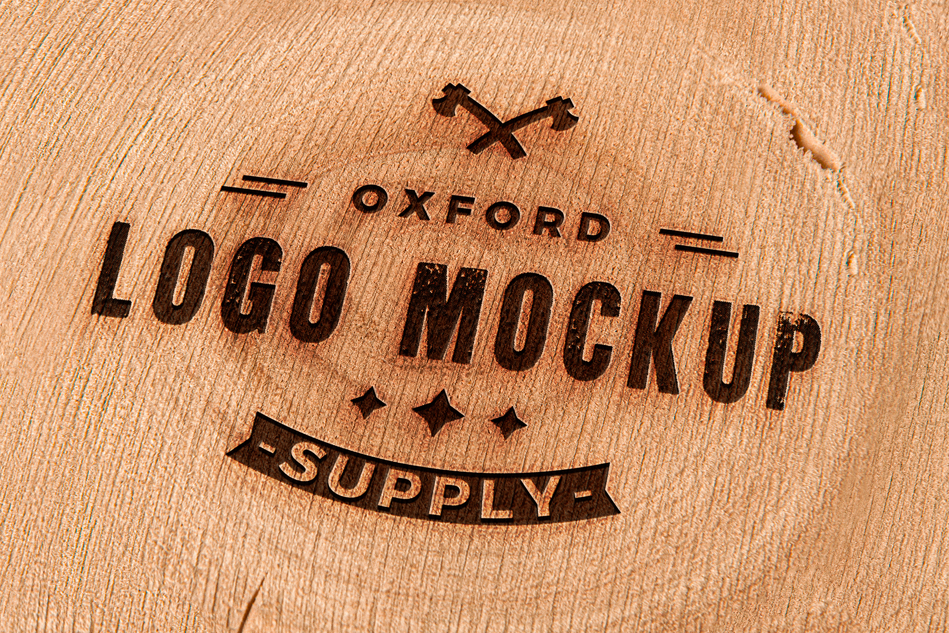 Wood Engraved Logo Mockup | Rustic Branding Design