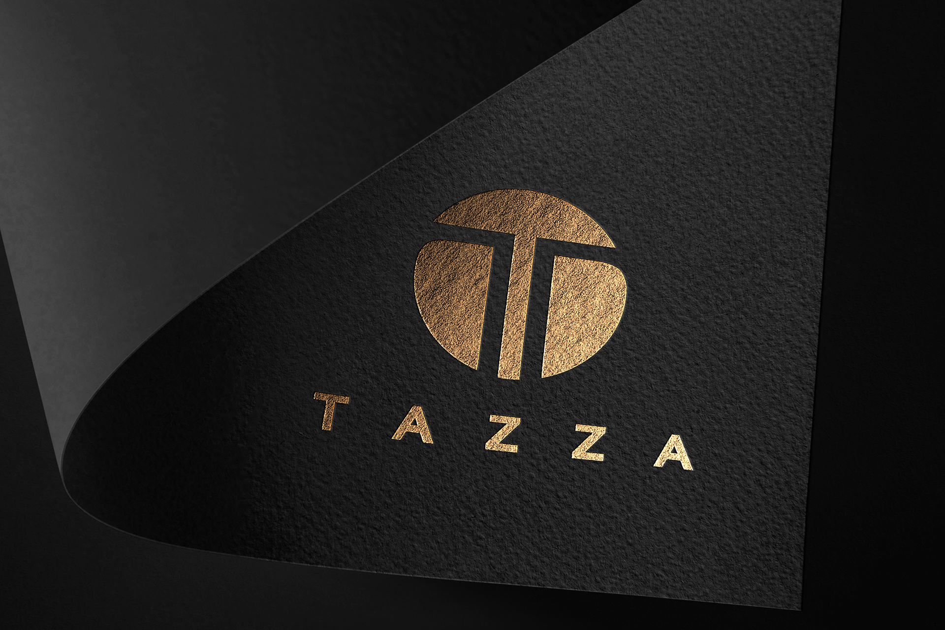 Gold Foil Logo Mockup | Black Paper Corner Fold PSD
