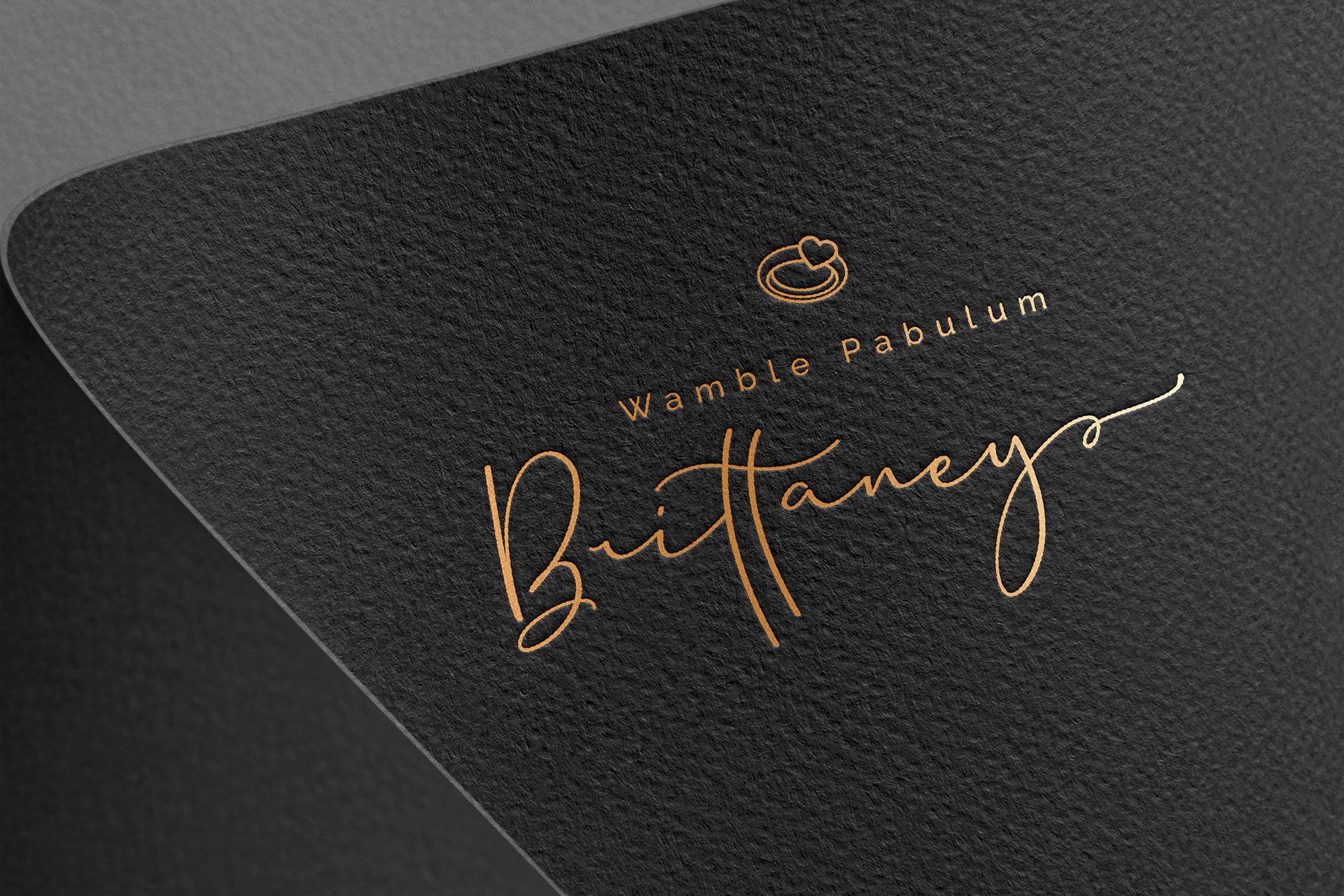 Signature Logo Mockup | Gold Foil on Black Paper