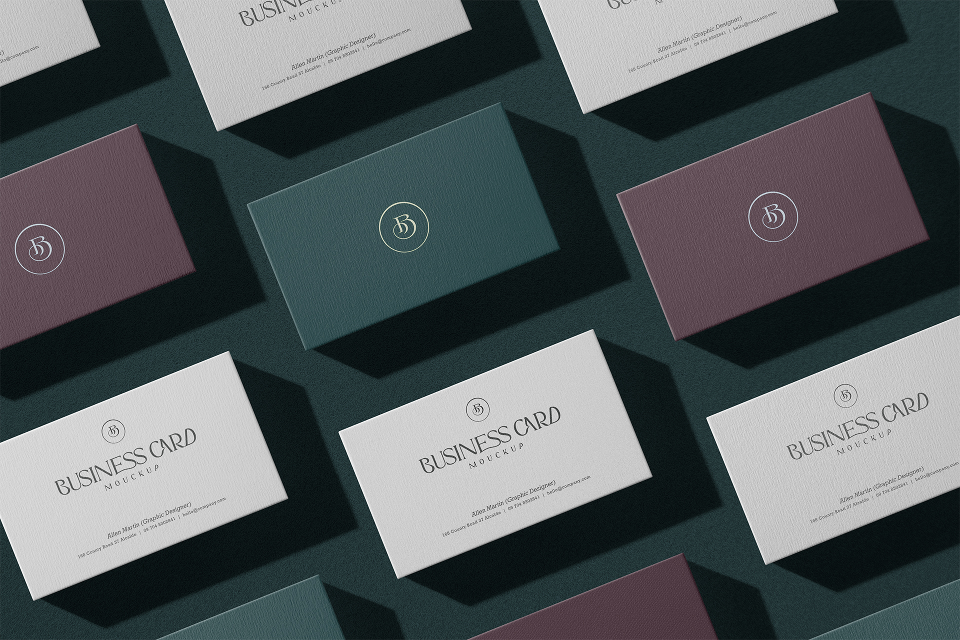 Business Card Grid Mockup | Multi-Color Layout PSD