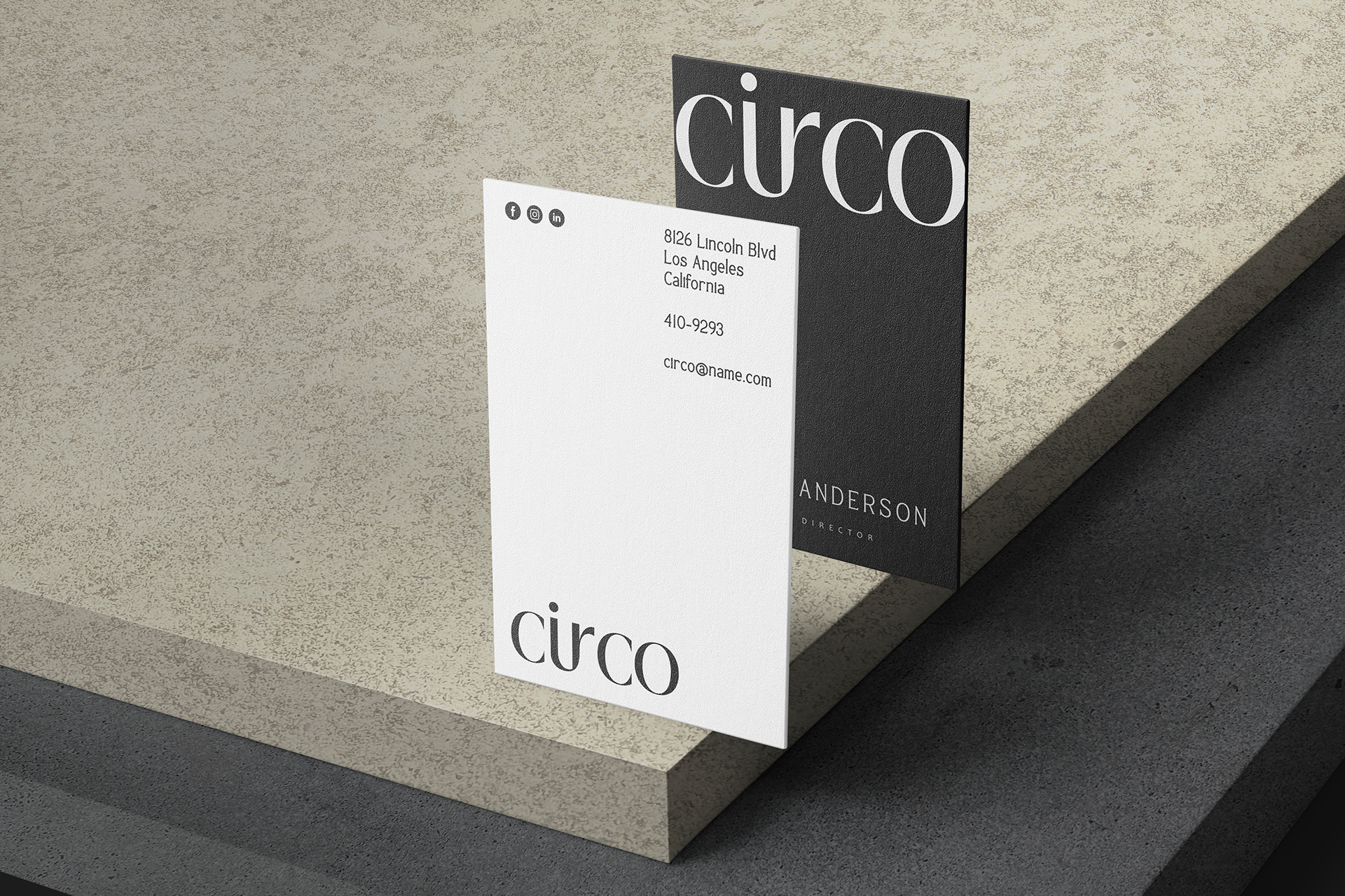 Vertical Business Card Mockup | Black & White Design