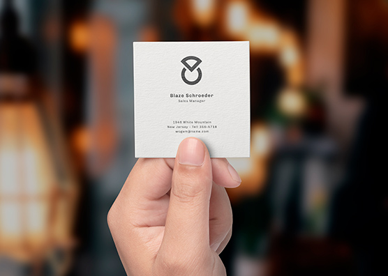 Square Business Card Mockup | Minimal In-Hand PSD