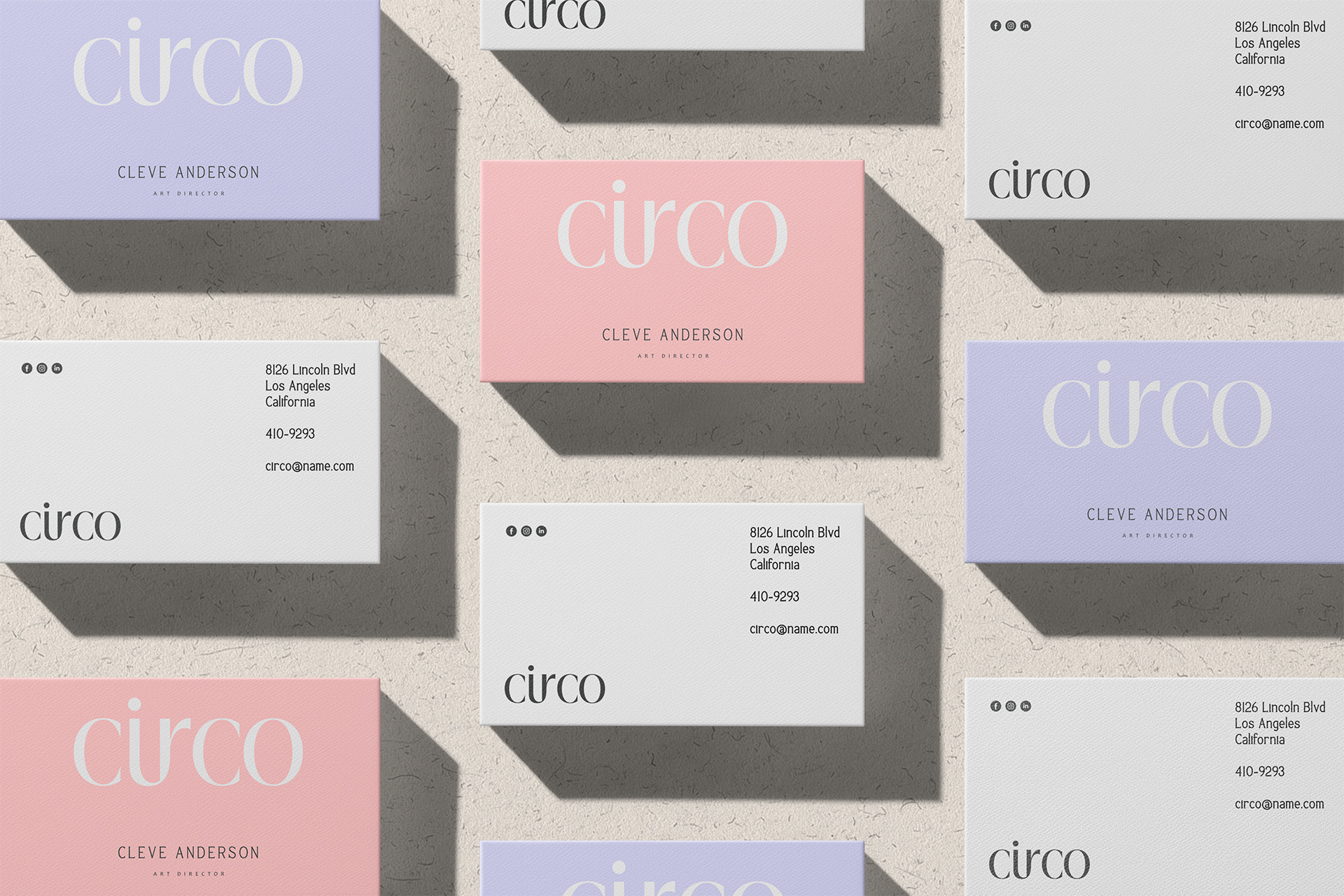 Pastel Business Card Mockup | Grid Layout PSD