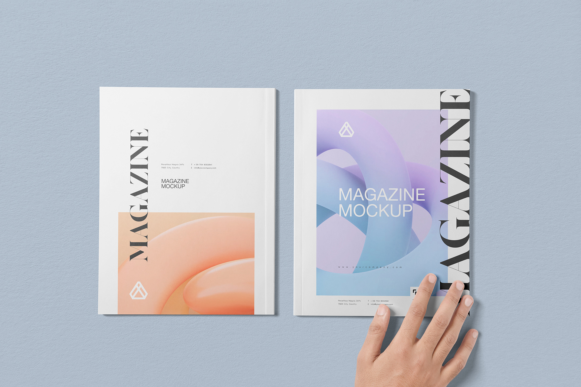 Double Magazine Cover Mockup PSD