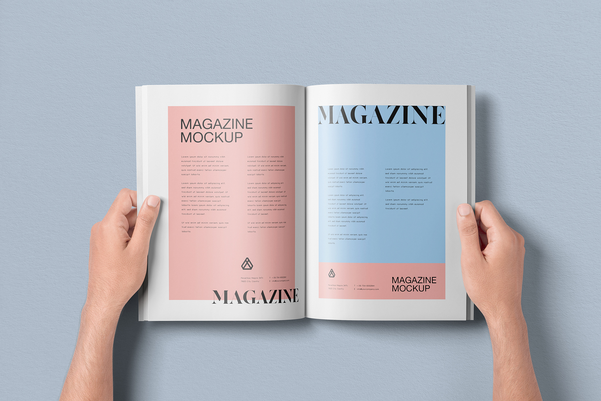 Hands Holding Open Magazine Mockup