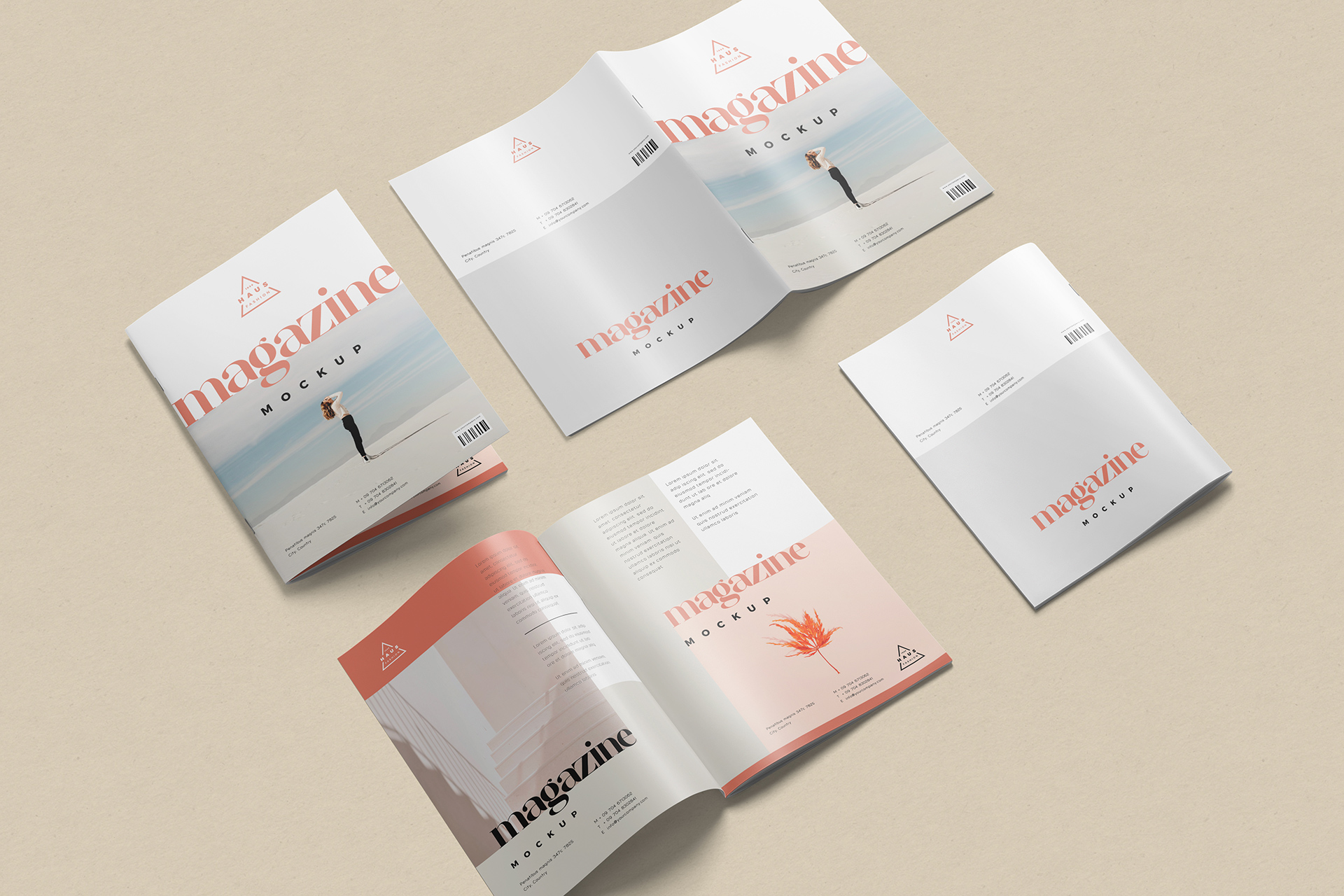 Modern A4 Magazine PSD Mockup Layout