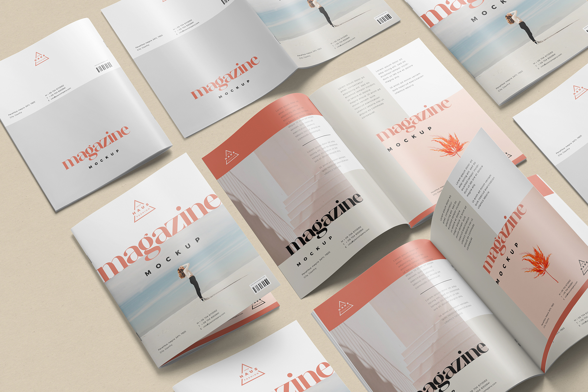 Multi-Angle Magazine Mockup PSD