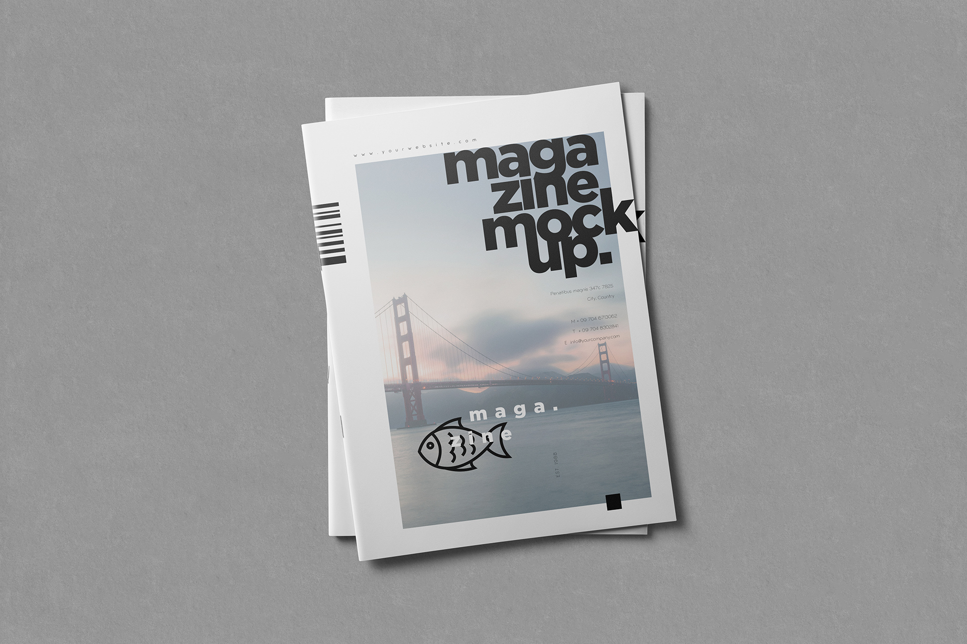 Stacked A4 Magazine Cover Mockup