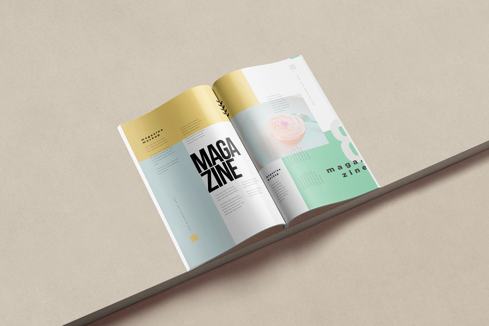 Open Magazine Spread Mockup Top View