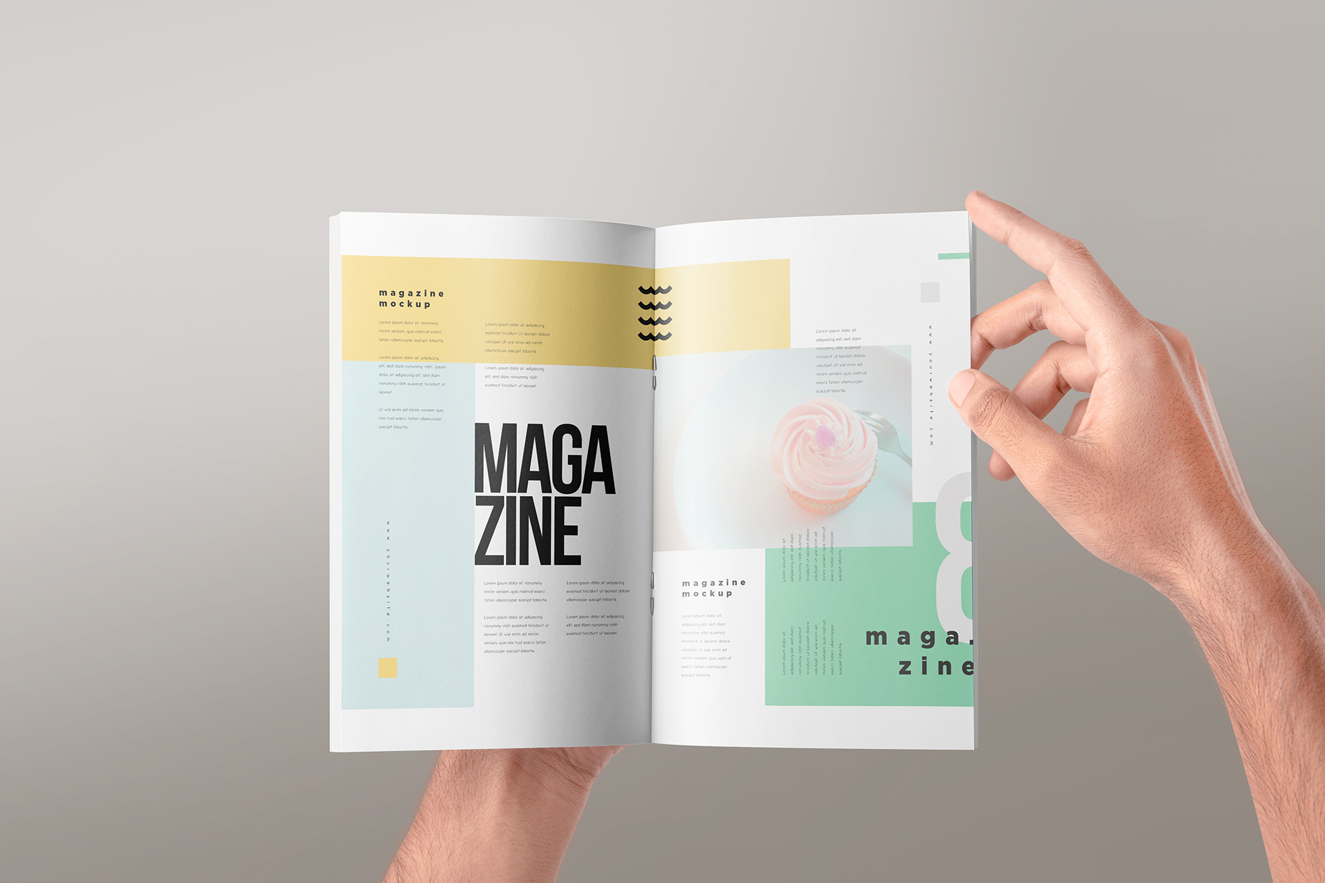 Open Magazine Mockup with Colorful Spread