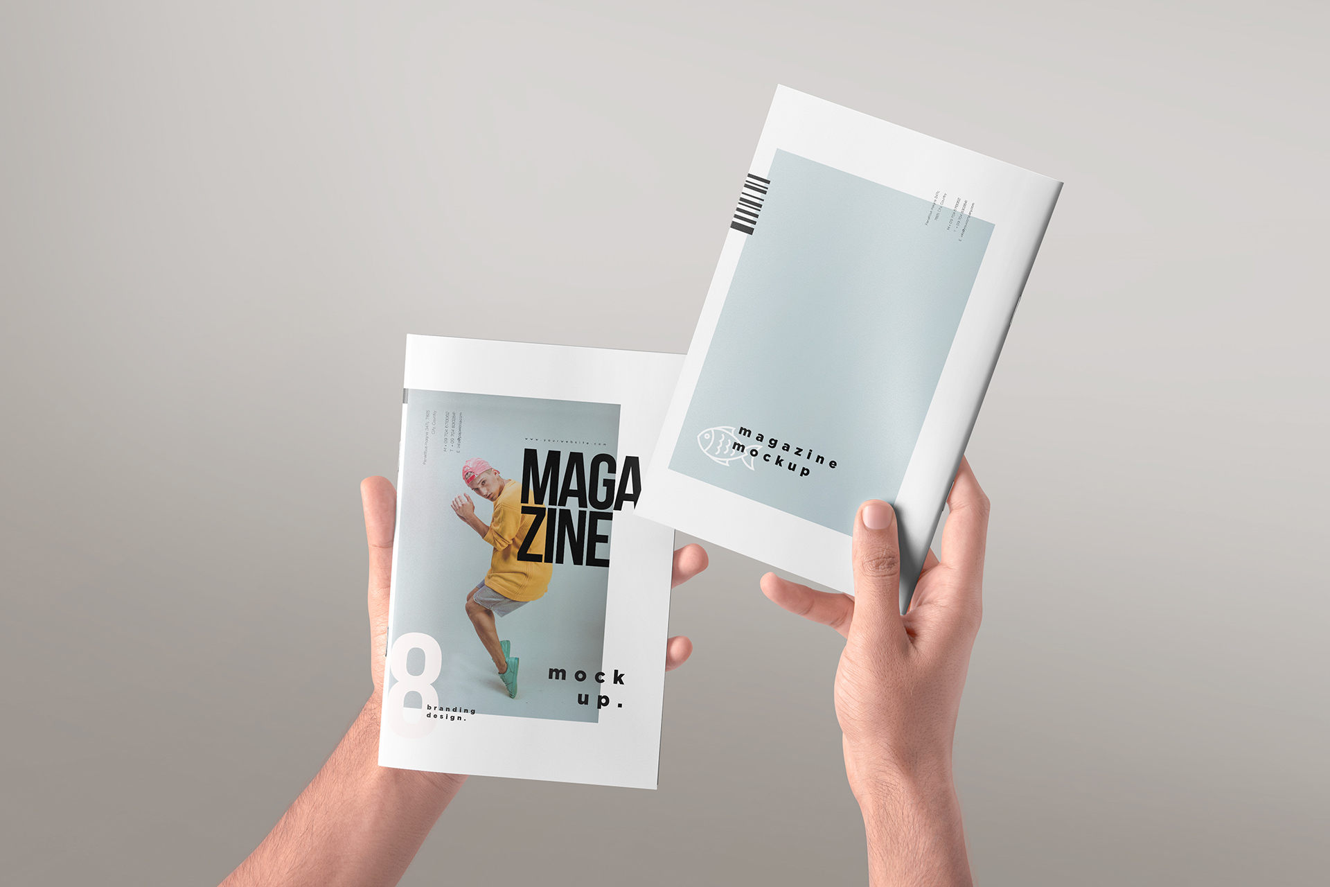 Back and Front Magazine Mockup in Hands