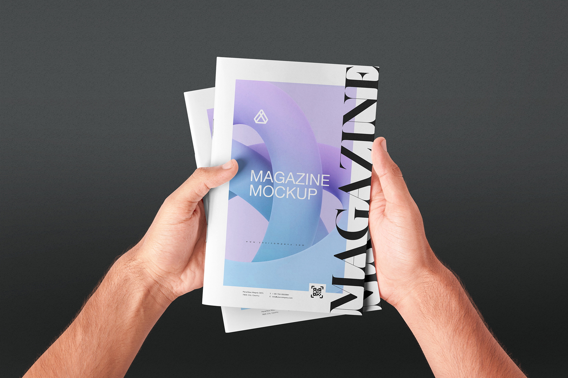 Dual Magazine Cover Mockup in Hands