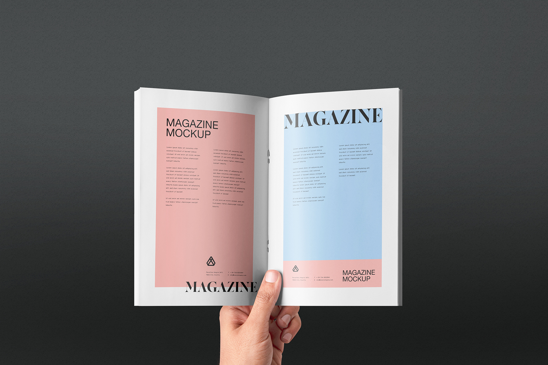 Open Magazine Spread Mockup in Hand