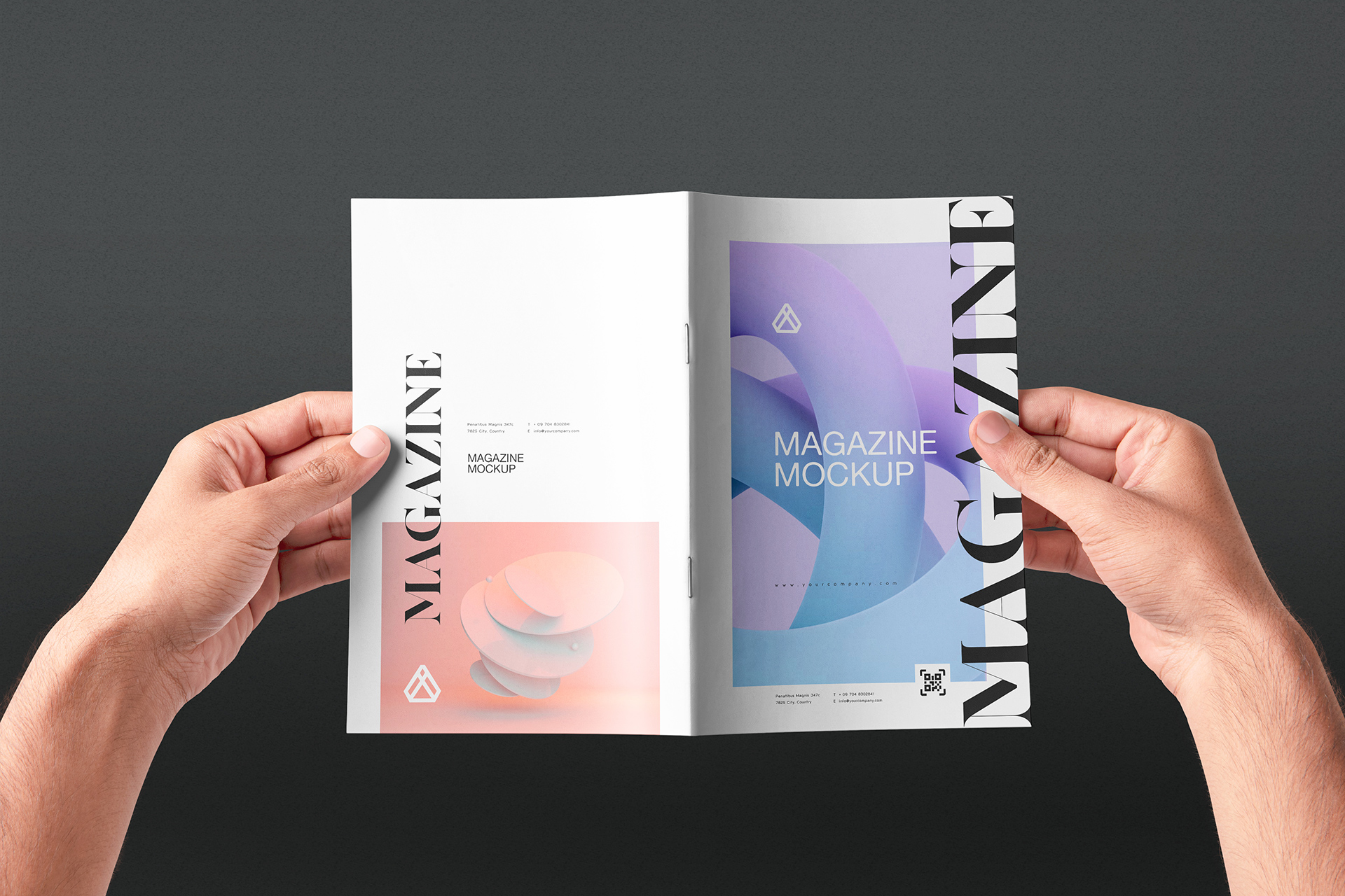 Front and Back Magazine Mockup Open View