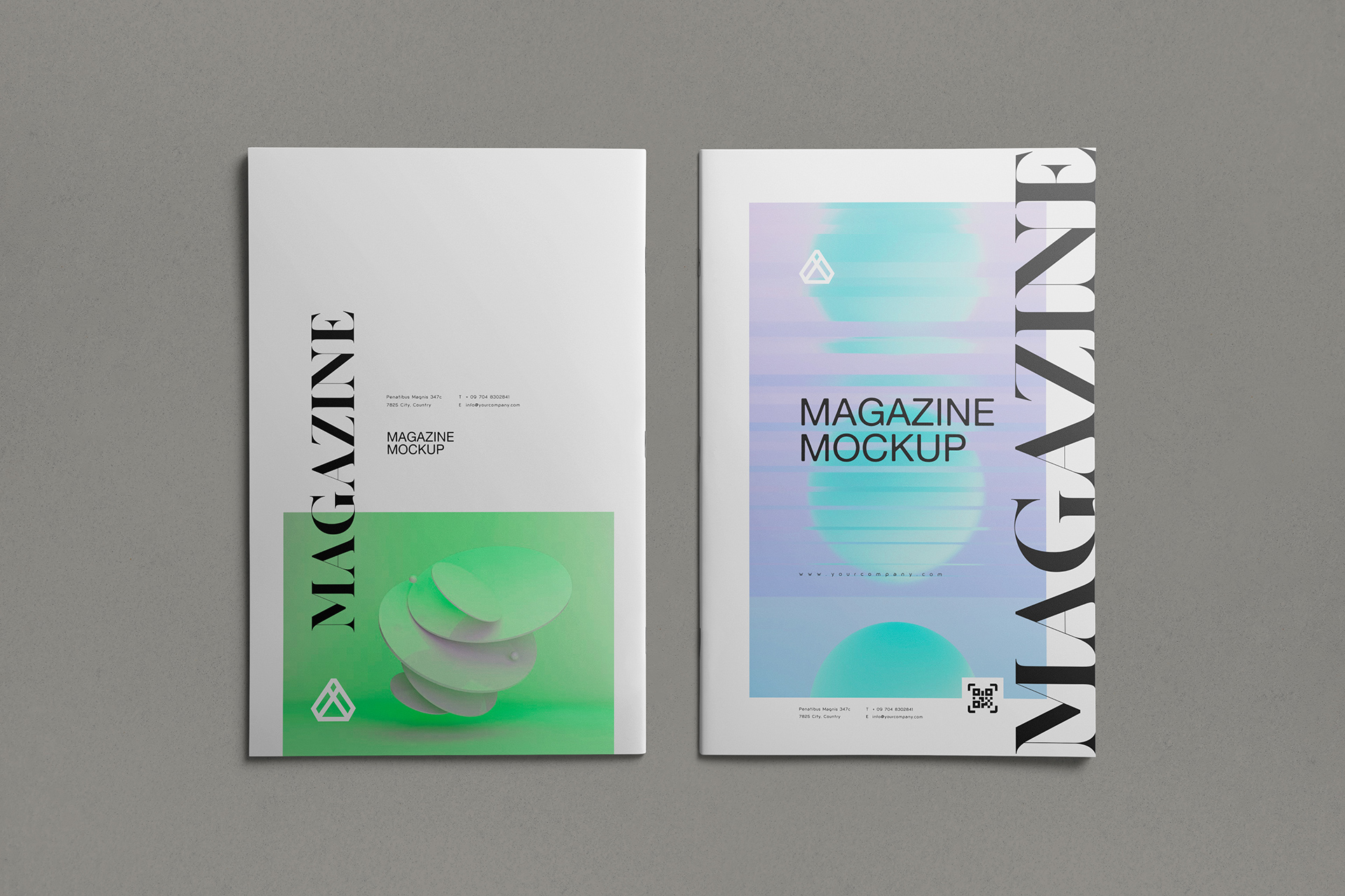 Dual Cover Magazine Mockup PSD Template