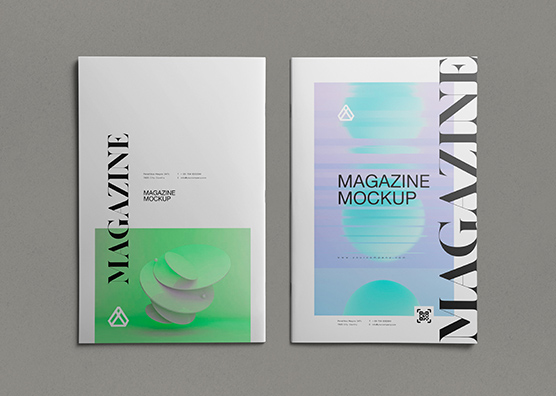 Dual Cover Magazine Mockup PSD Template