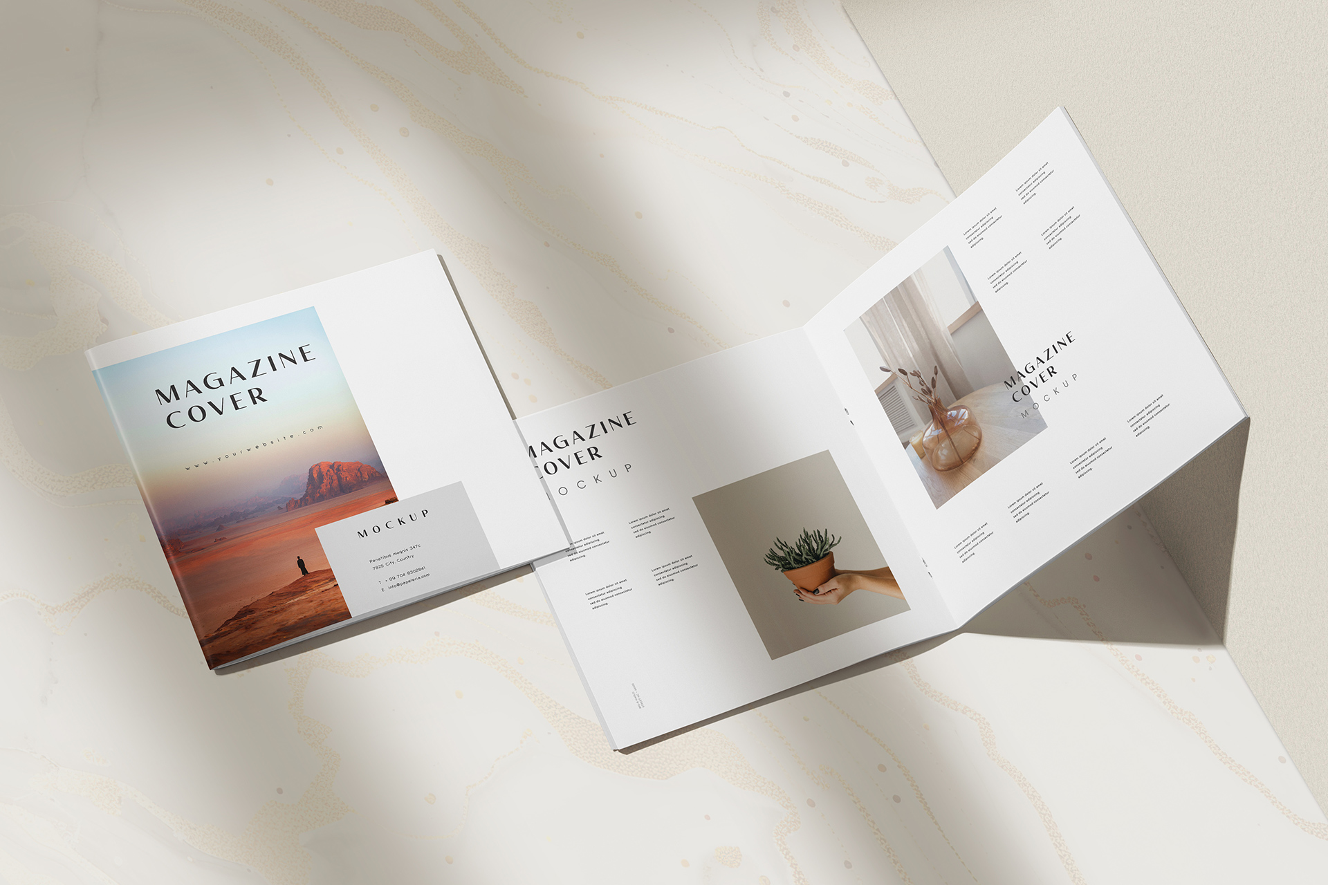 Elegant Square Magazine Mockup PSD