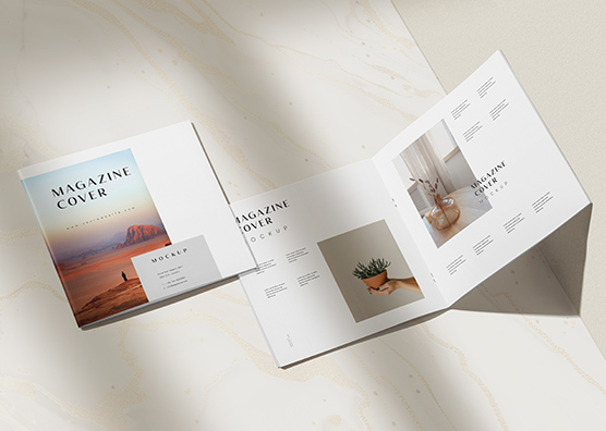Elegant Square Magazine Mockup PSD