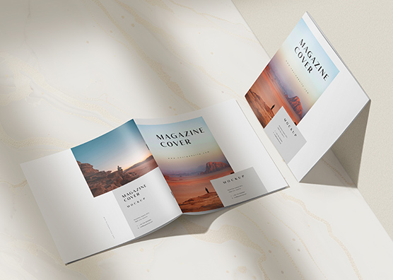 Modern Square Magazine Mockup Scene