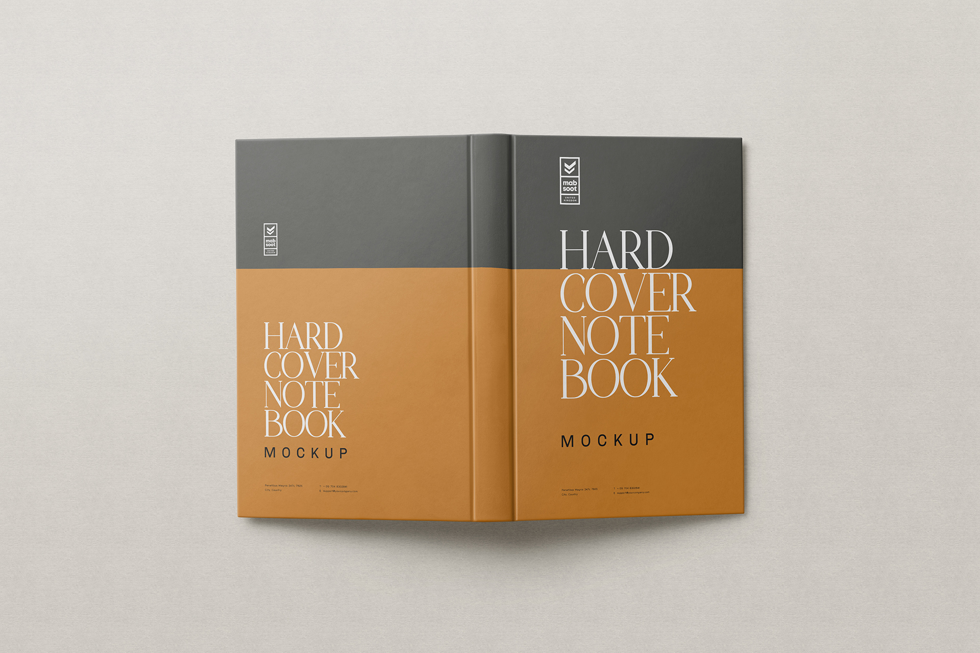 Hardcover Notebook Full Cover Spread Mockup