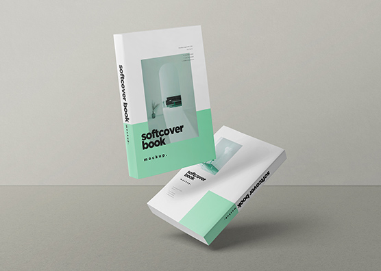 Floating Softcover Book Mockup PSD