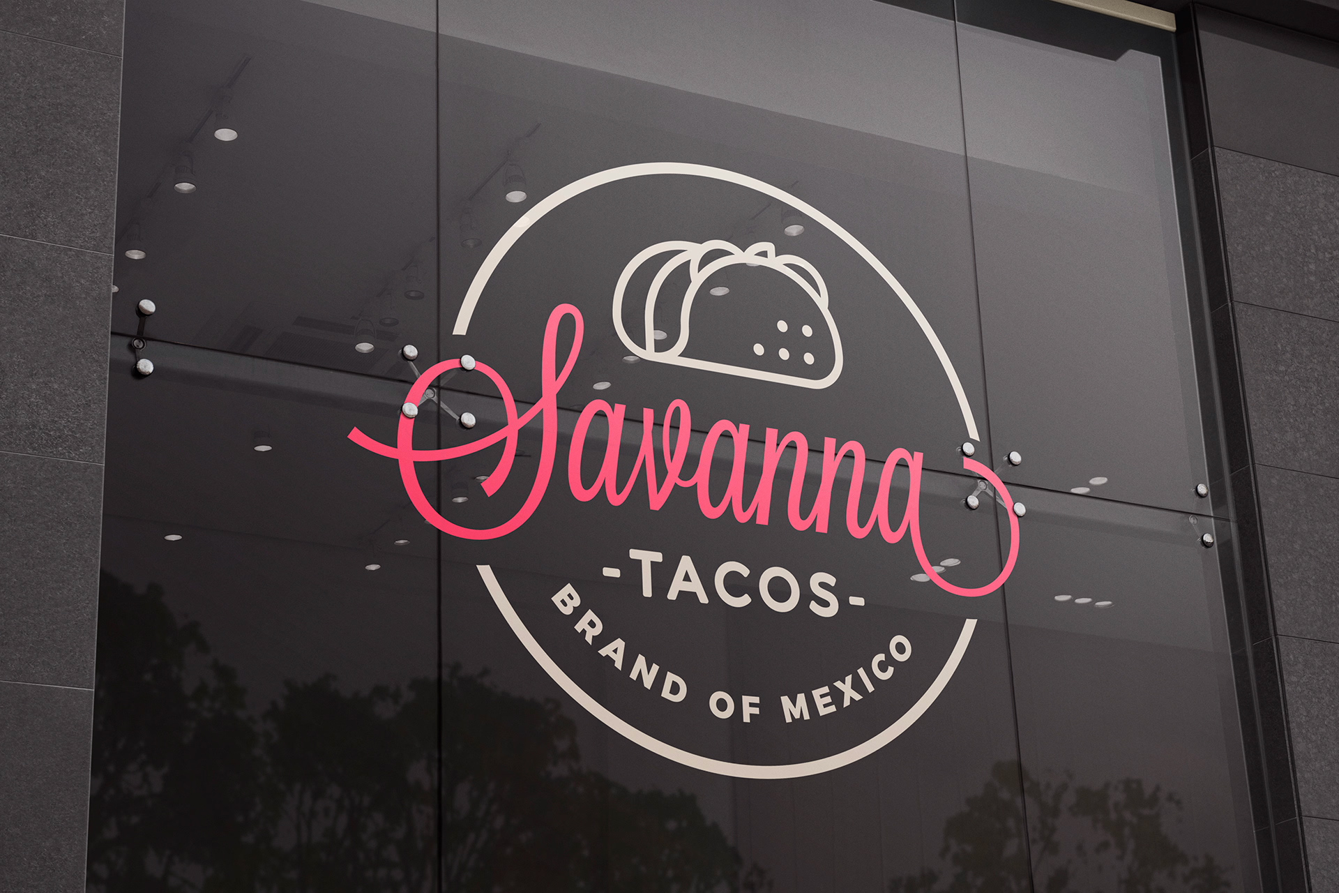 Logo Mockup on Glass Window Front
