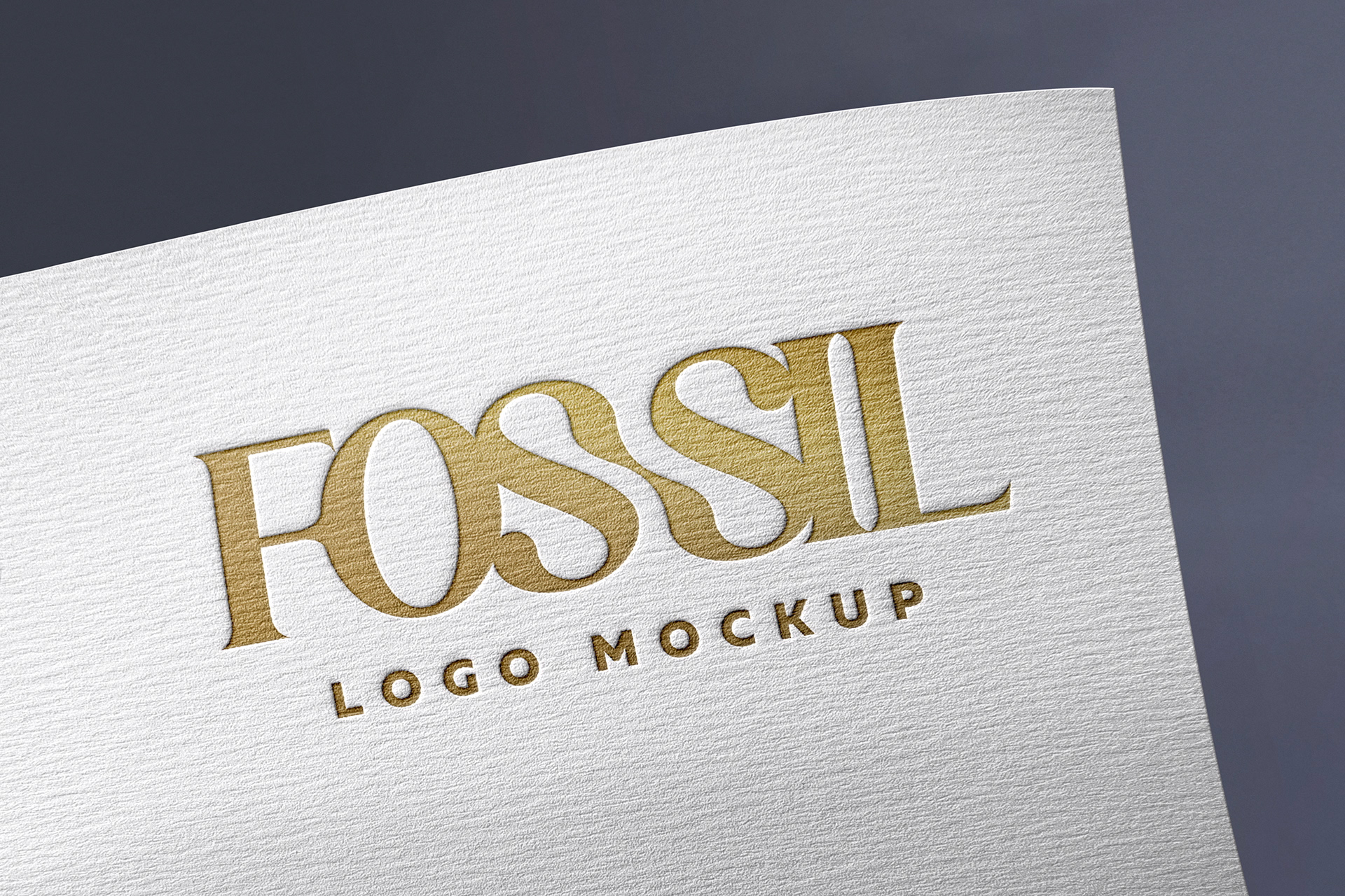 Gold Logo Mockup on White Paper Texture